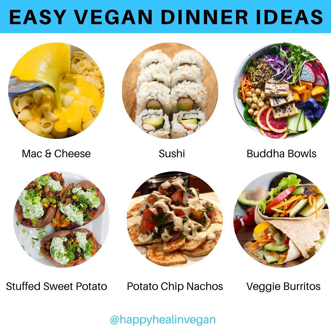 What are your favorite, easy vegan dinners?

Even though it's hot, I must be craving some vegan comfort food 🙂 Truly anything can be made into a vegan meal these days.

Most of these recipes are on my blog. Link in bio.