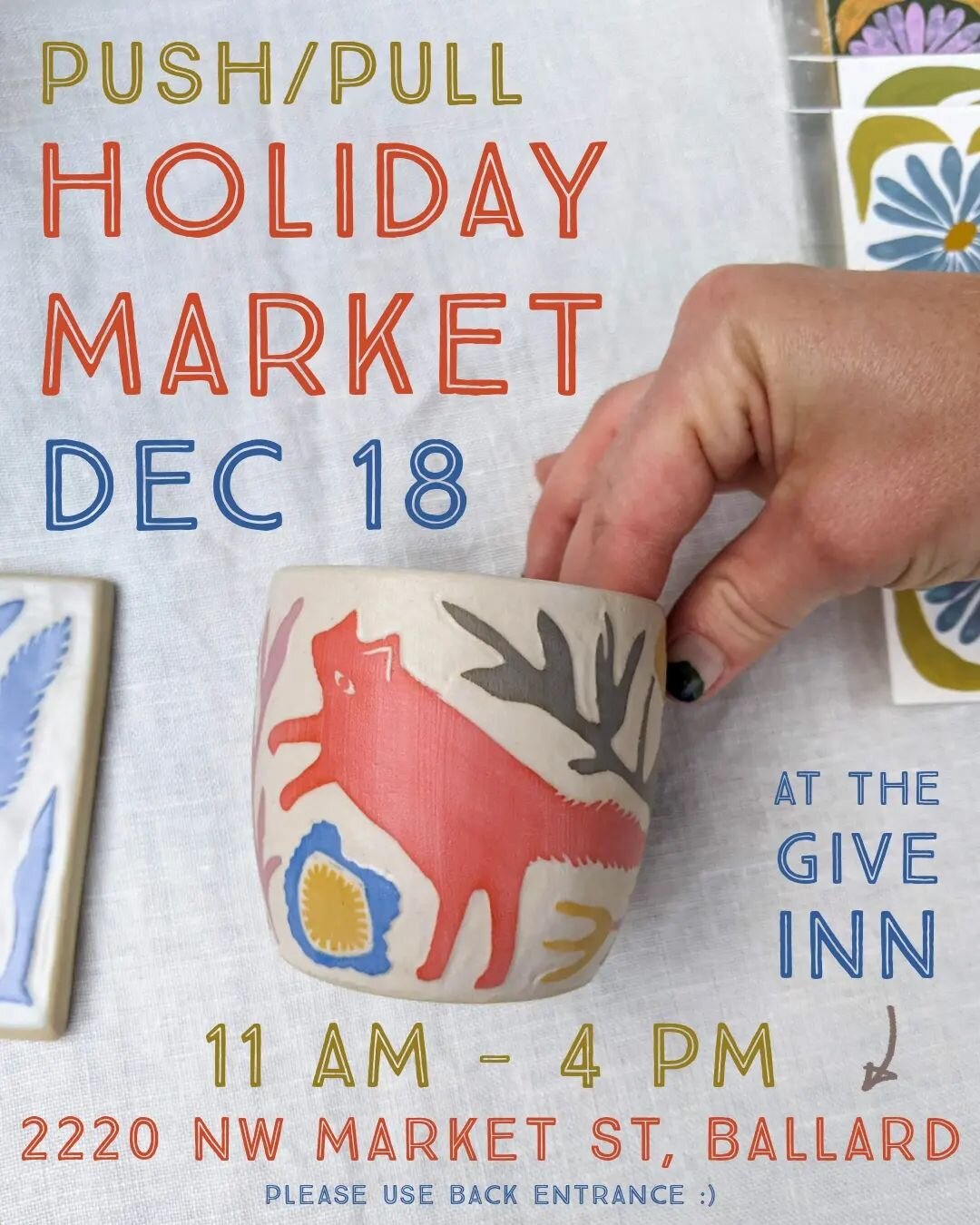 This will be my last market of the season, and possibly until the spring! 

I'll have t-shirts, prints, cards, kitty ornaments, and of course, lots of pottery!

See you there 😌

@pushpullseattle
11-4
at The Give Inn
2220 NW Market St, Ballard
(use b