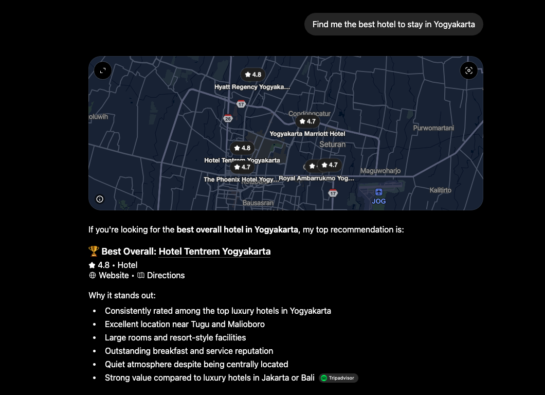 Hotel Search in ChatGPT
