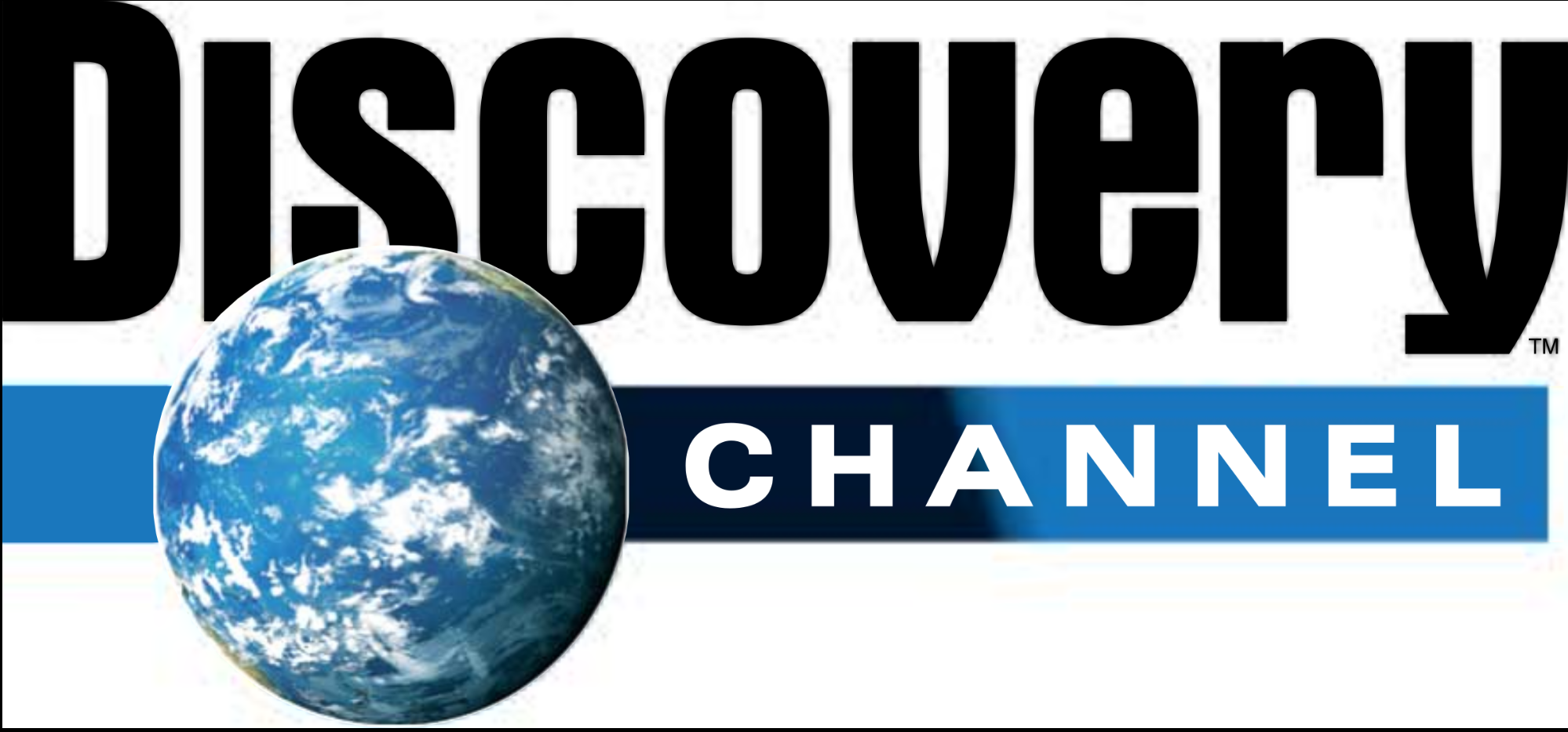 Logo for the Discovery Channel featuring an image of the Earth and the words "Discovery Channel" in bold black and white font.