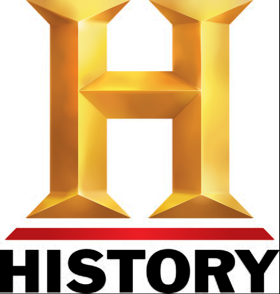 A gold, three-dimensional letter H with a red underline, and the word "HISTORY" in bold black letters beneath it.