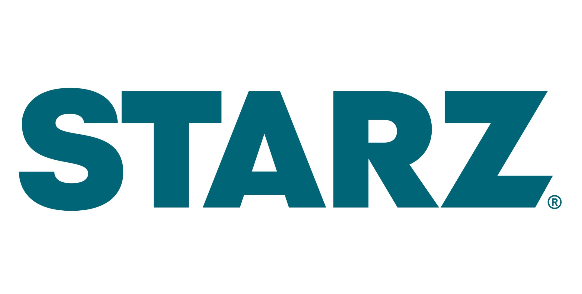 The word 'STARZ' in bold teal capital letters on a white background.