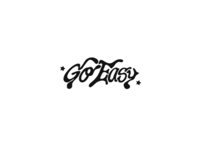 Text that says "Go Easy" with decorative stars on a black background.