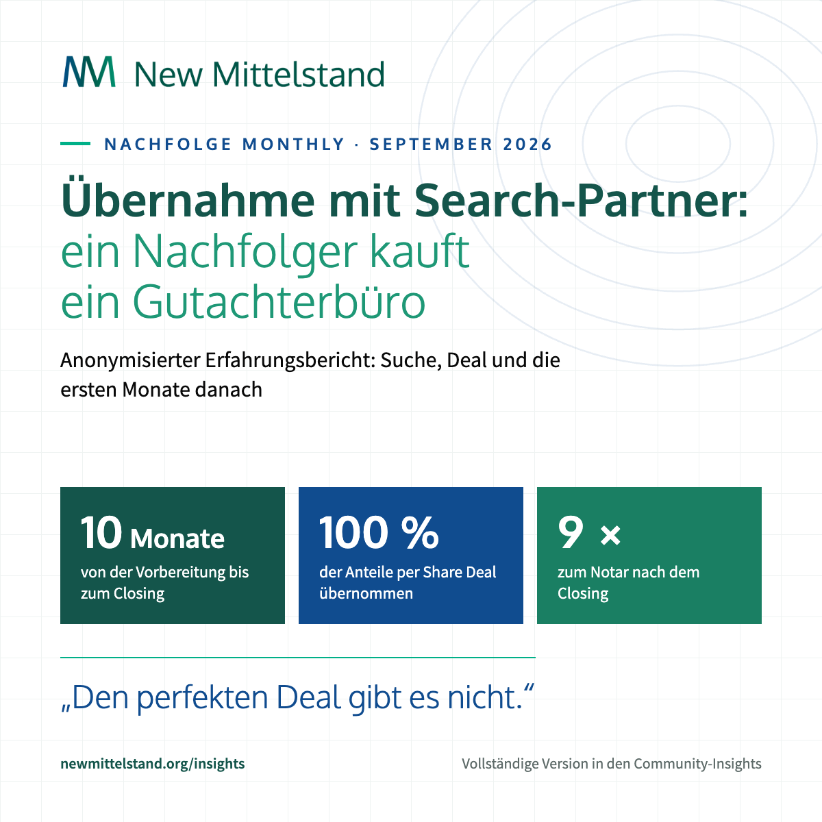 Übernahme mit Search-Partner: ein Nachfolger kauft ein Gutachterbüro