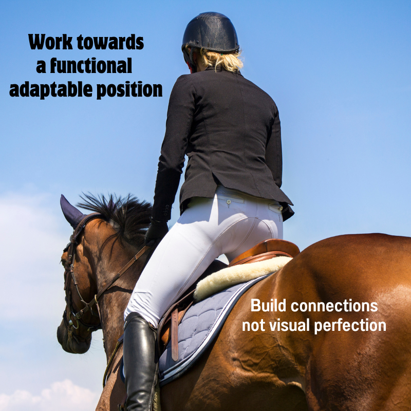 Horse rider in three point seat