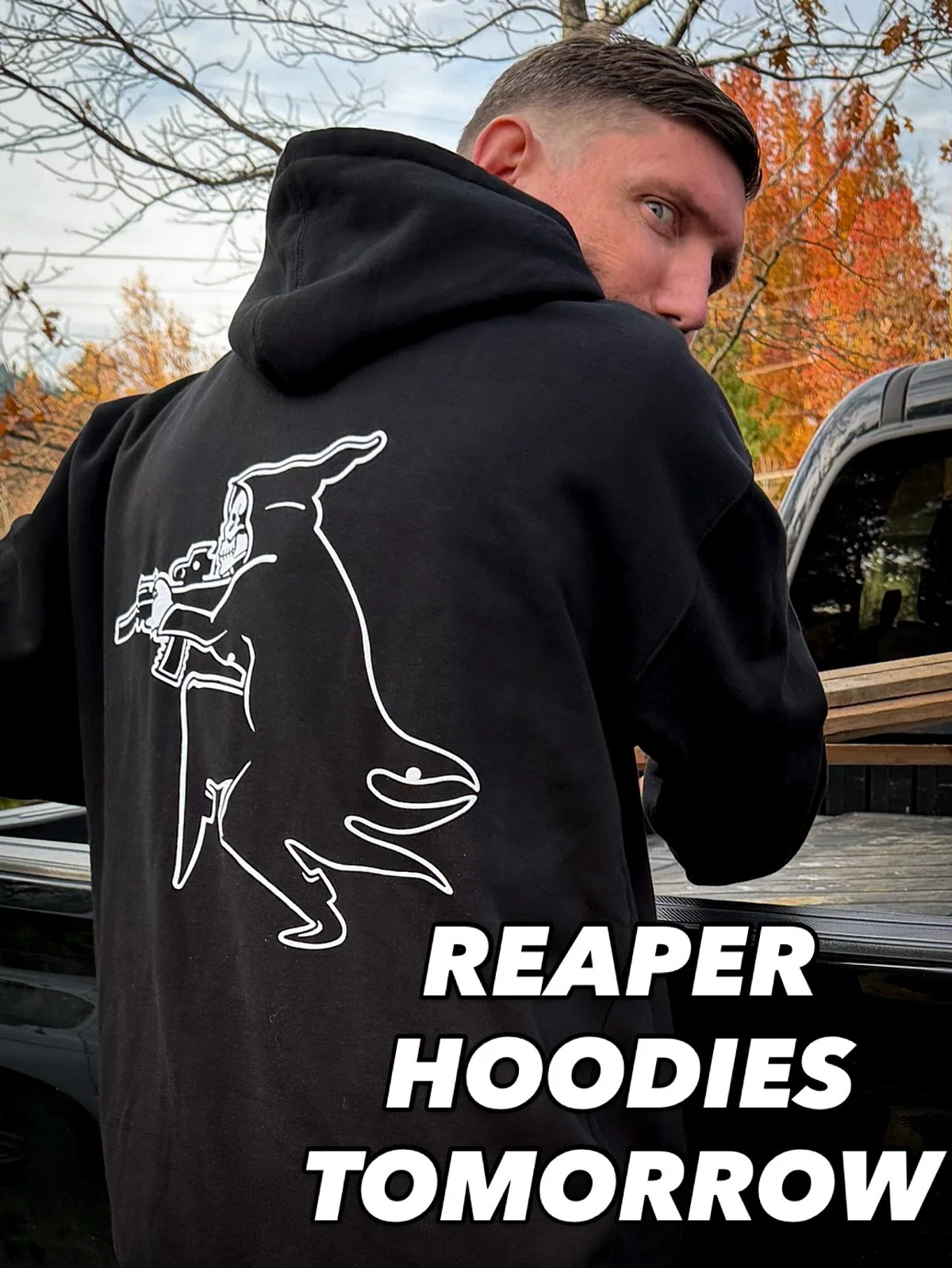 DROP TOMORROW 
On high quality Independent 10.5pz hoodies. These hoodies are the best to concealed carry in. They are not boxy and a little long. Stay warm with the Reaper while hiding that gat.