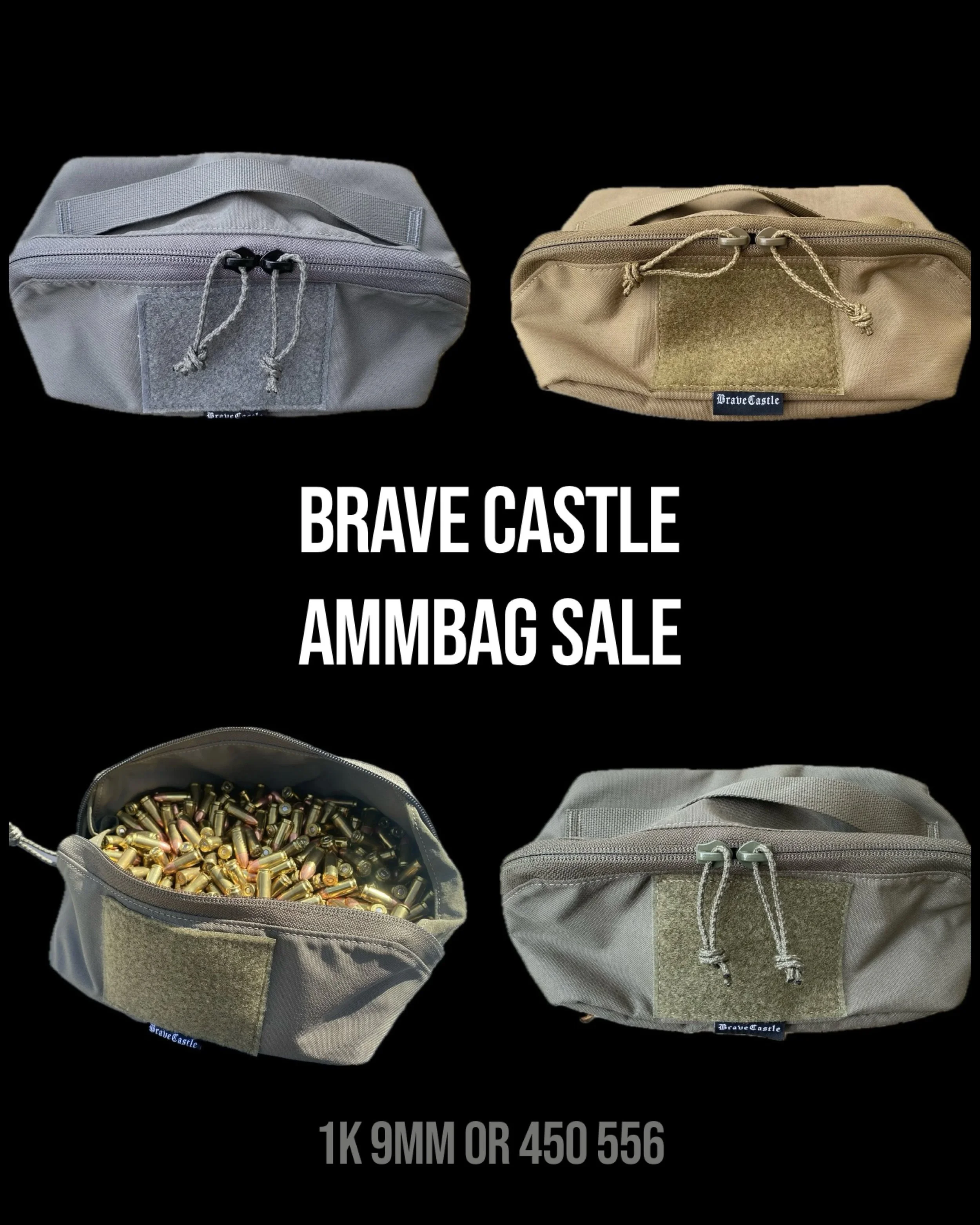 AMMBAG SALE Go Get&rsquo; m
&bull;
The little brother to the Ammorganizer.
&bull;
Load up 1,000 9mm rounds or 450 5.56 rounds. Once you buy one you&rsquo;ll find a reason for 3 more. 
Double zipper, loop velcro for patches and labeling, solid tacked 