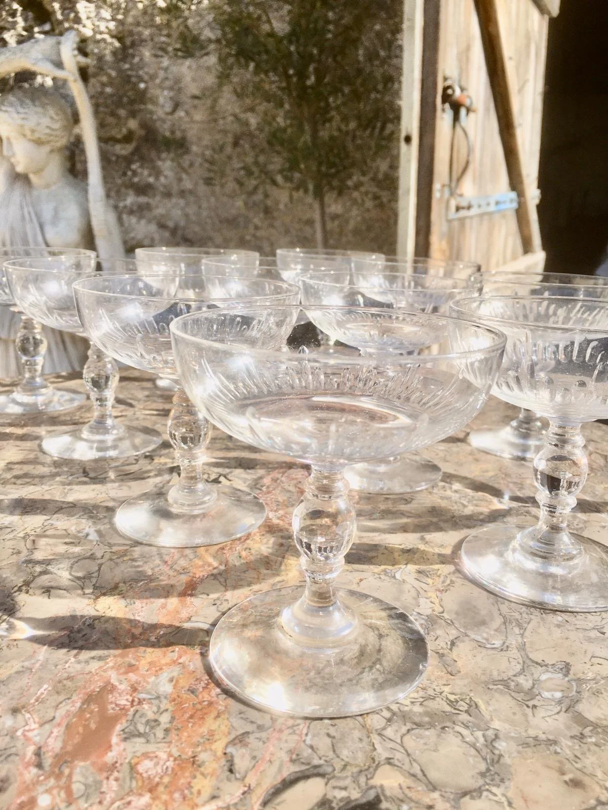 Set of 12 Crystal Champagne Coupes