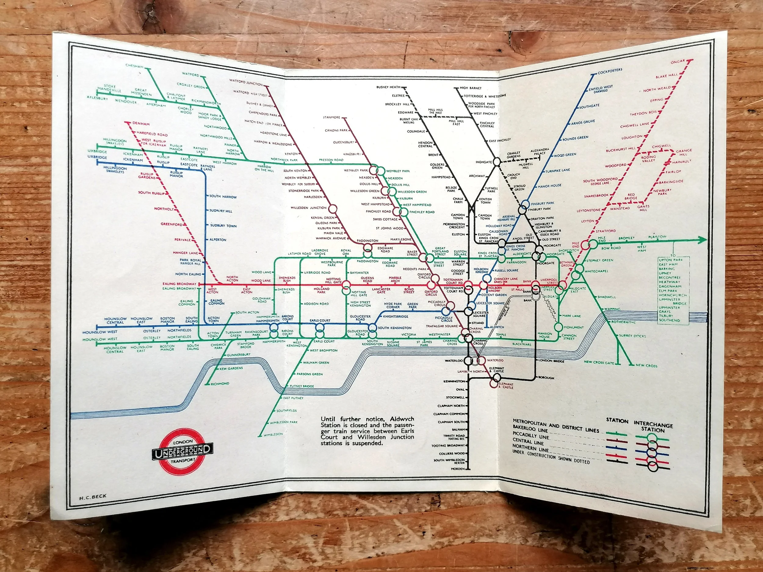 Beck's '60 degree' Map - 1941 London Underground Pocket Map No 2  (HC Beck)