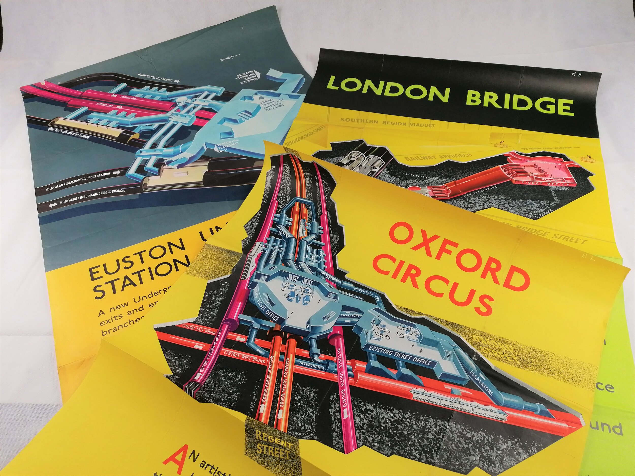 1960s London underground station development poster euston london bridge oxford circus 1966 1967 1965 iconic antiques double royal 1