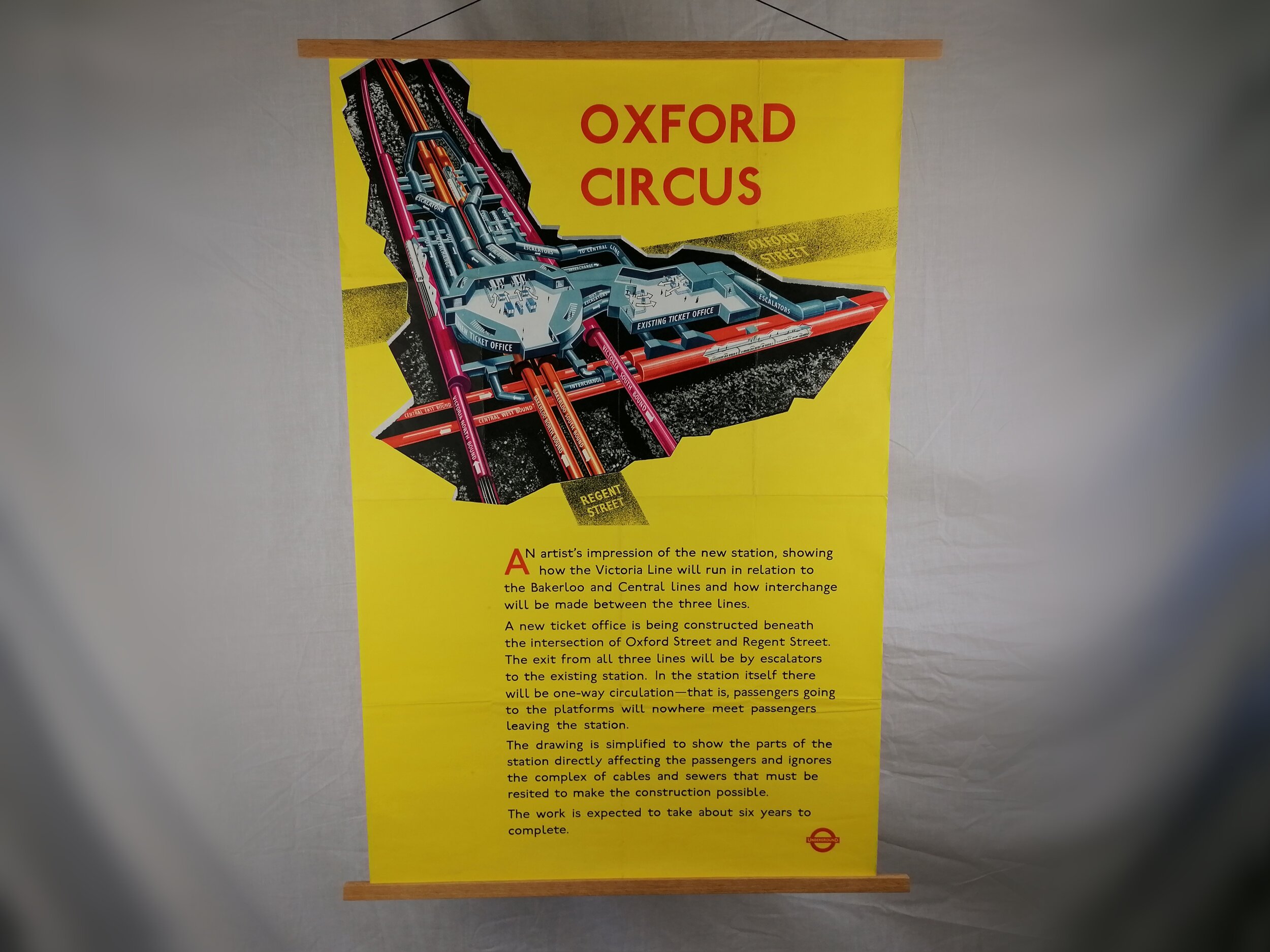 1960s London underground station development poster euston london bridge oxford circus 1966 1967 1965 iconic antiques double royal 2