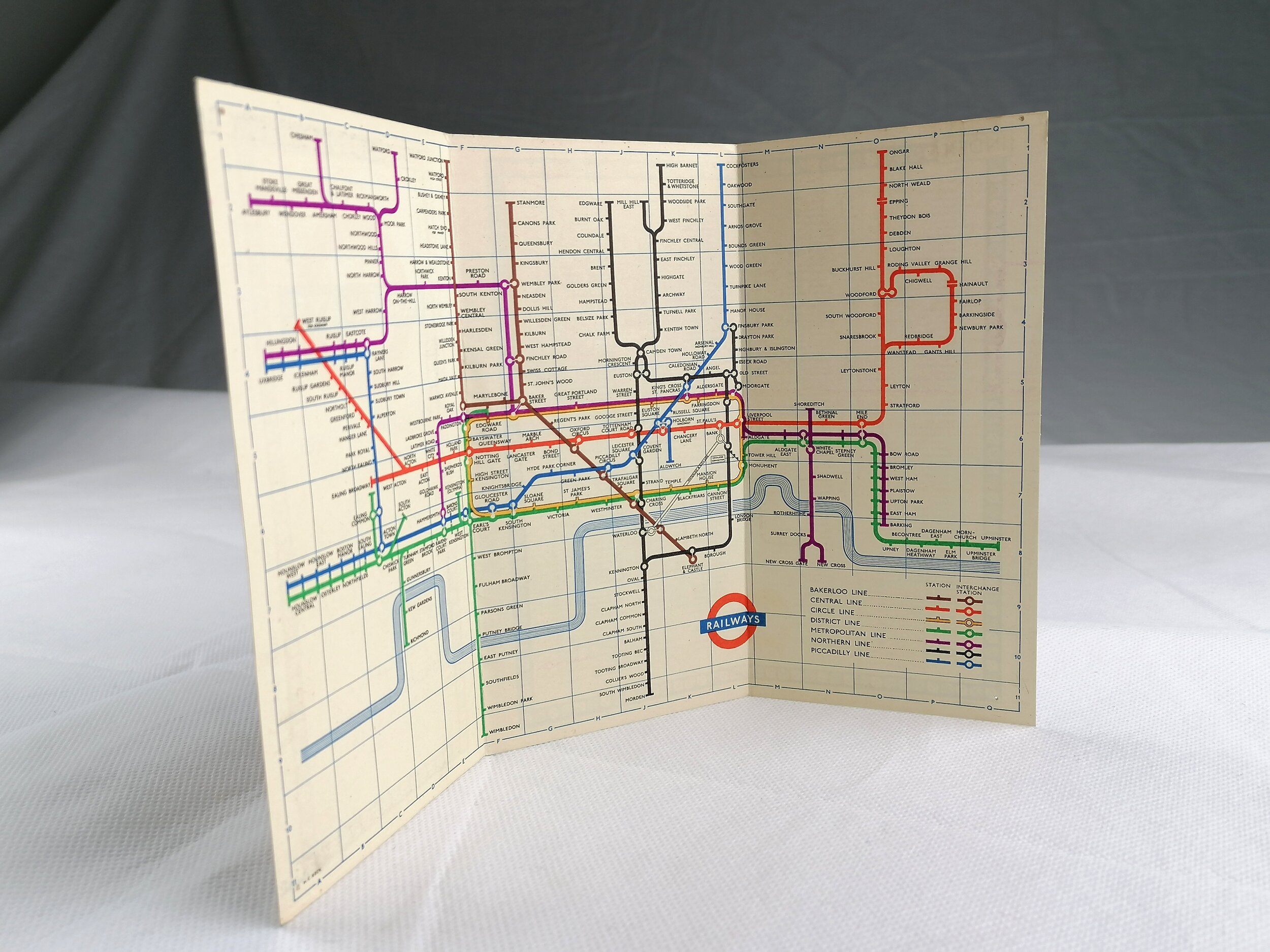 1956 London Underground Pocket Map Hc Beck Iconic Antiques