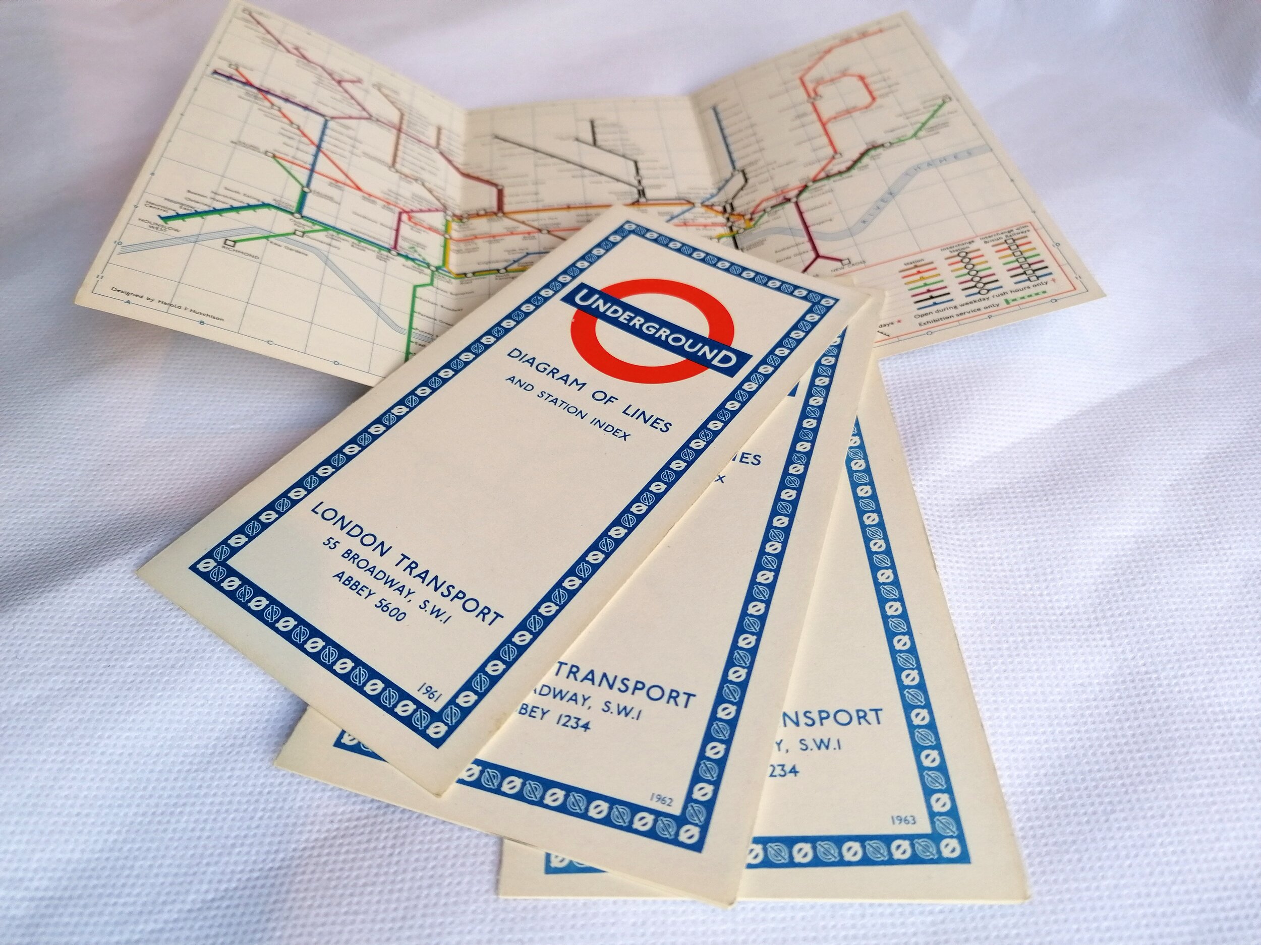 1961 1962 1963 London Underground Map Harold Hutchinson HC Beck iconic antiques 1