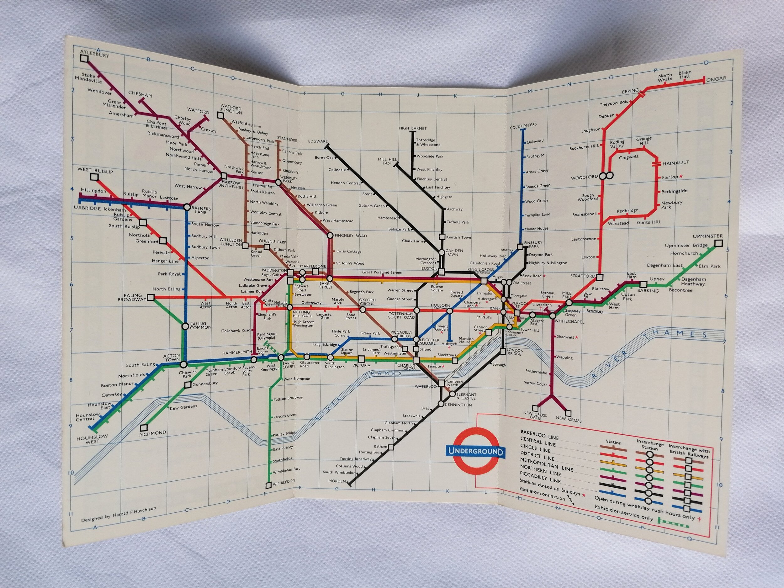 1961 1962 1963 London Underground Map Harold Hutchinson HC Beck iconic antiques 7
