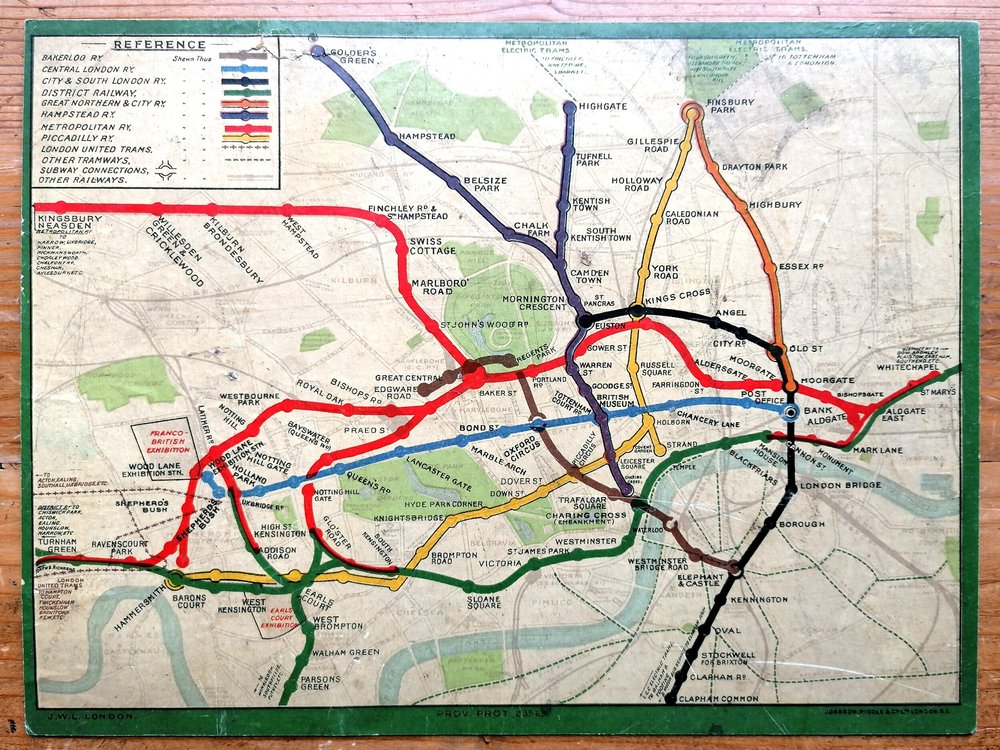 1908 Prototype London Underground Map Board Game Iconic Antiques