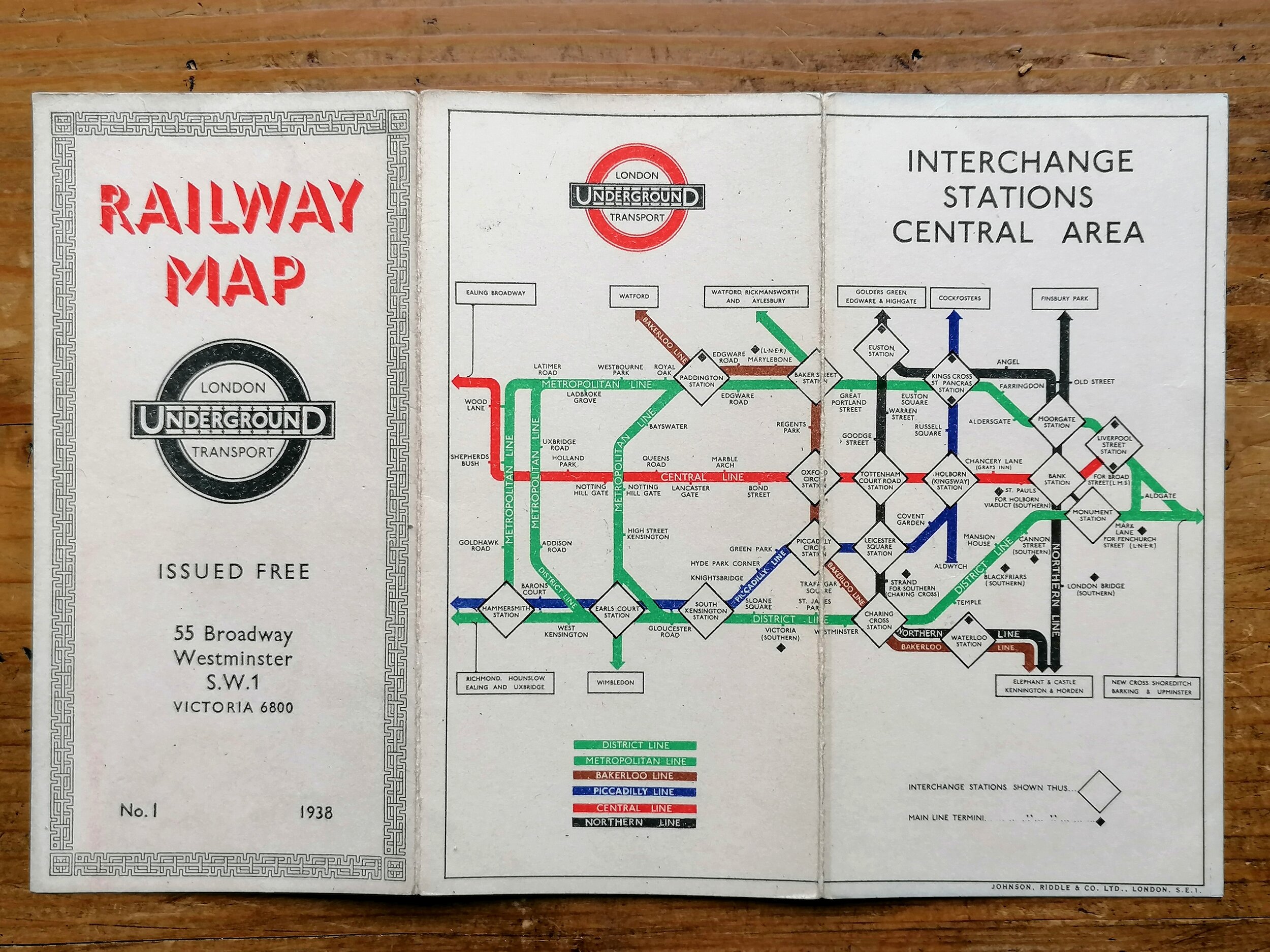 1938 London Underground Pocket Map No1 Hc Beck Iconic Antiques