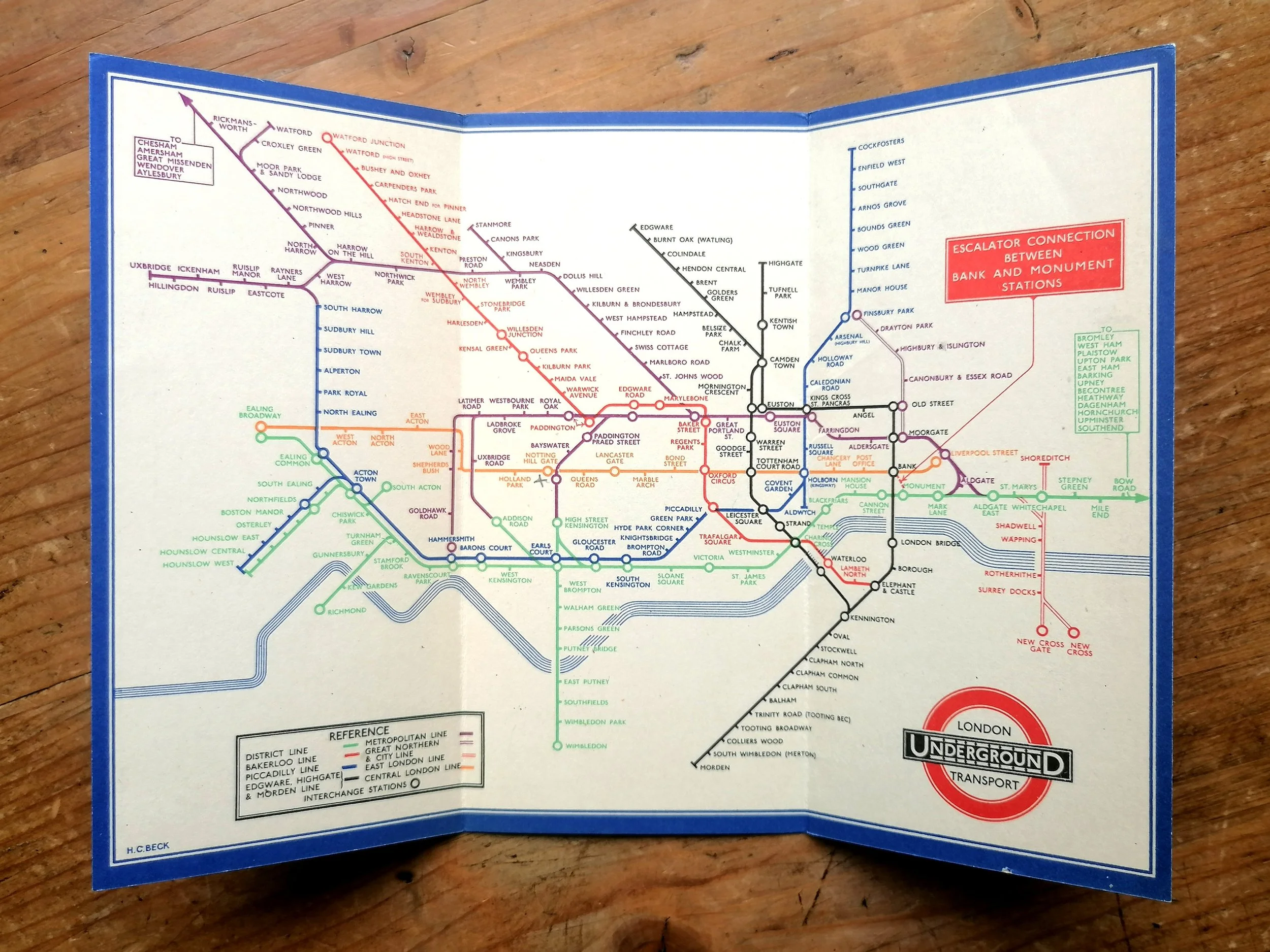 1933 London Underground Pocket Map HC Beck 333636 ICONIC Antiques