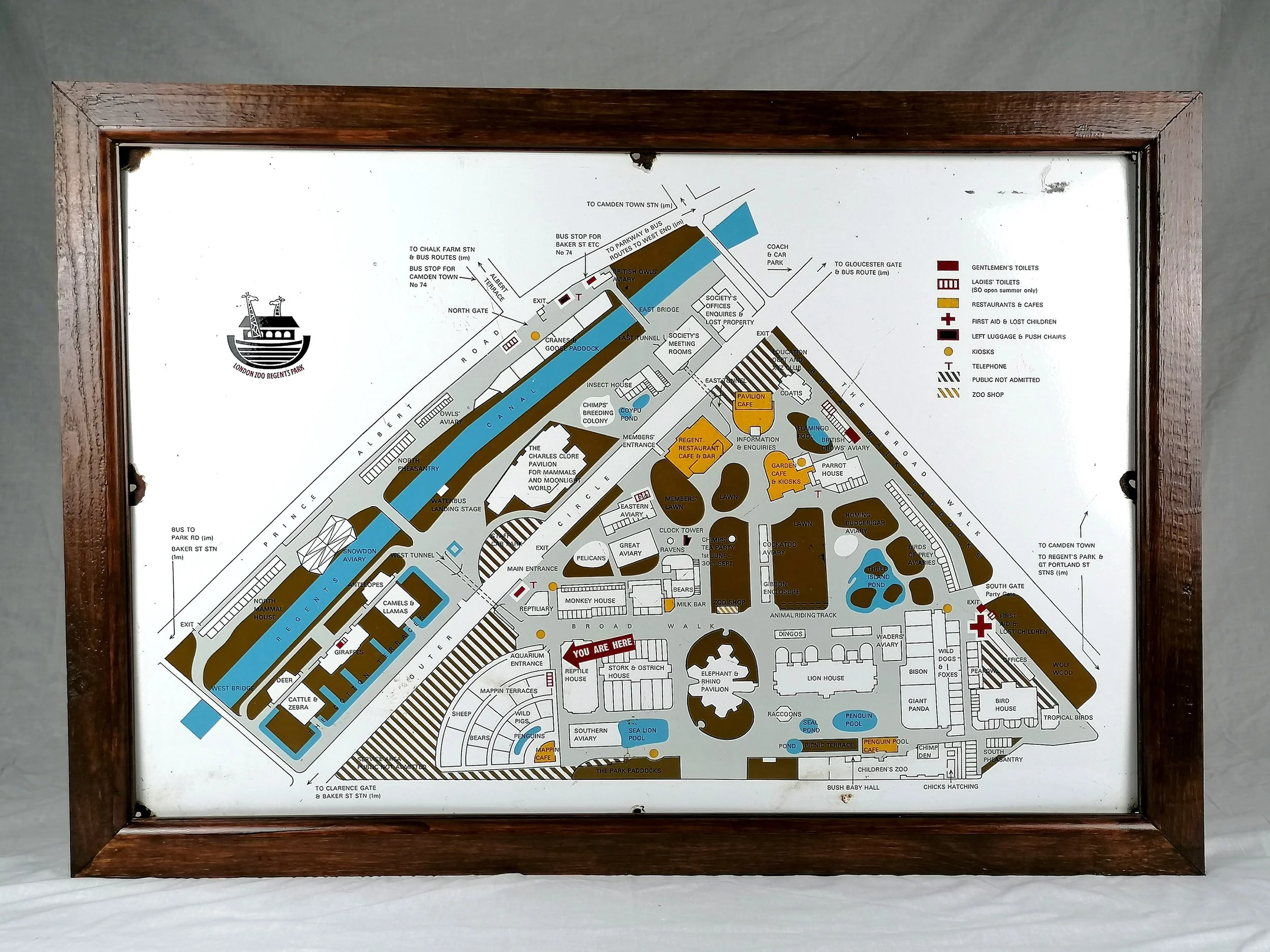1967 Enamel Map of London Zoo - ICONIC Antiques | Cool Old Stuff
