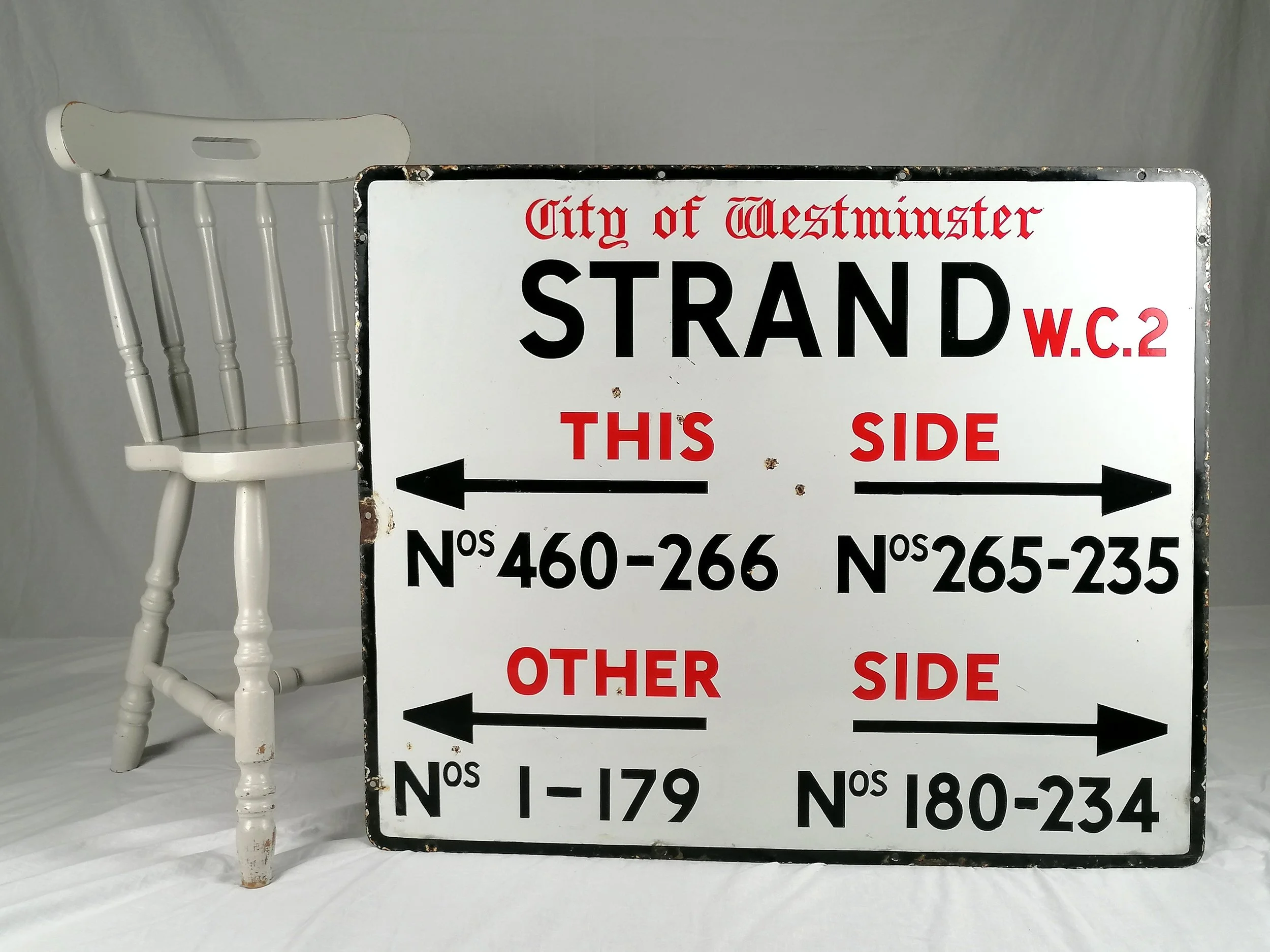 1940s Enamel London Street Sign - Strand WC2 - City of Westminster ...