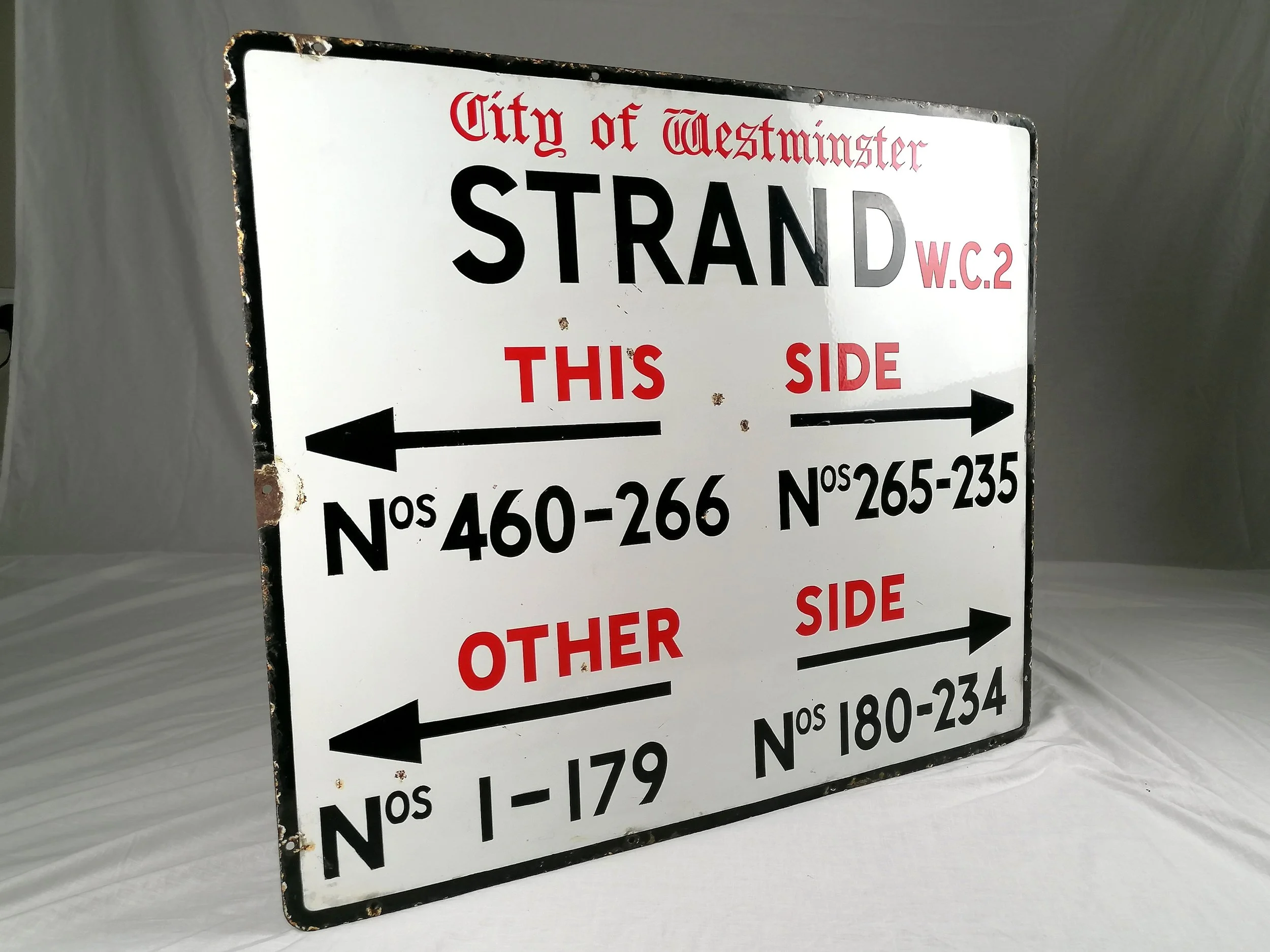 1940s Enamel London Street Sign - Strand WC2 - City of Westminster ...