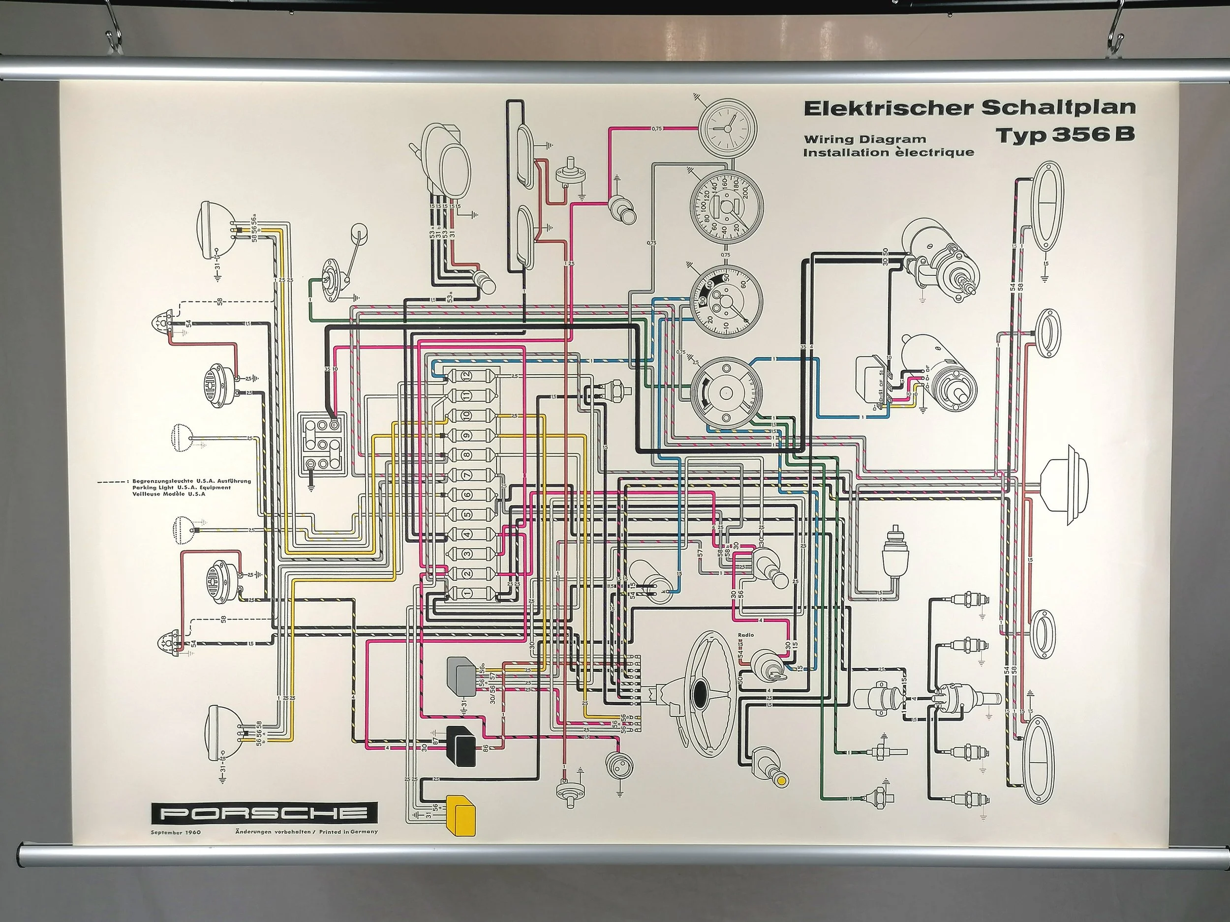 Poster - Porsche 356 B Wiring Diagram (1960)