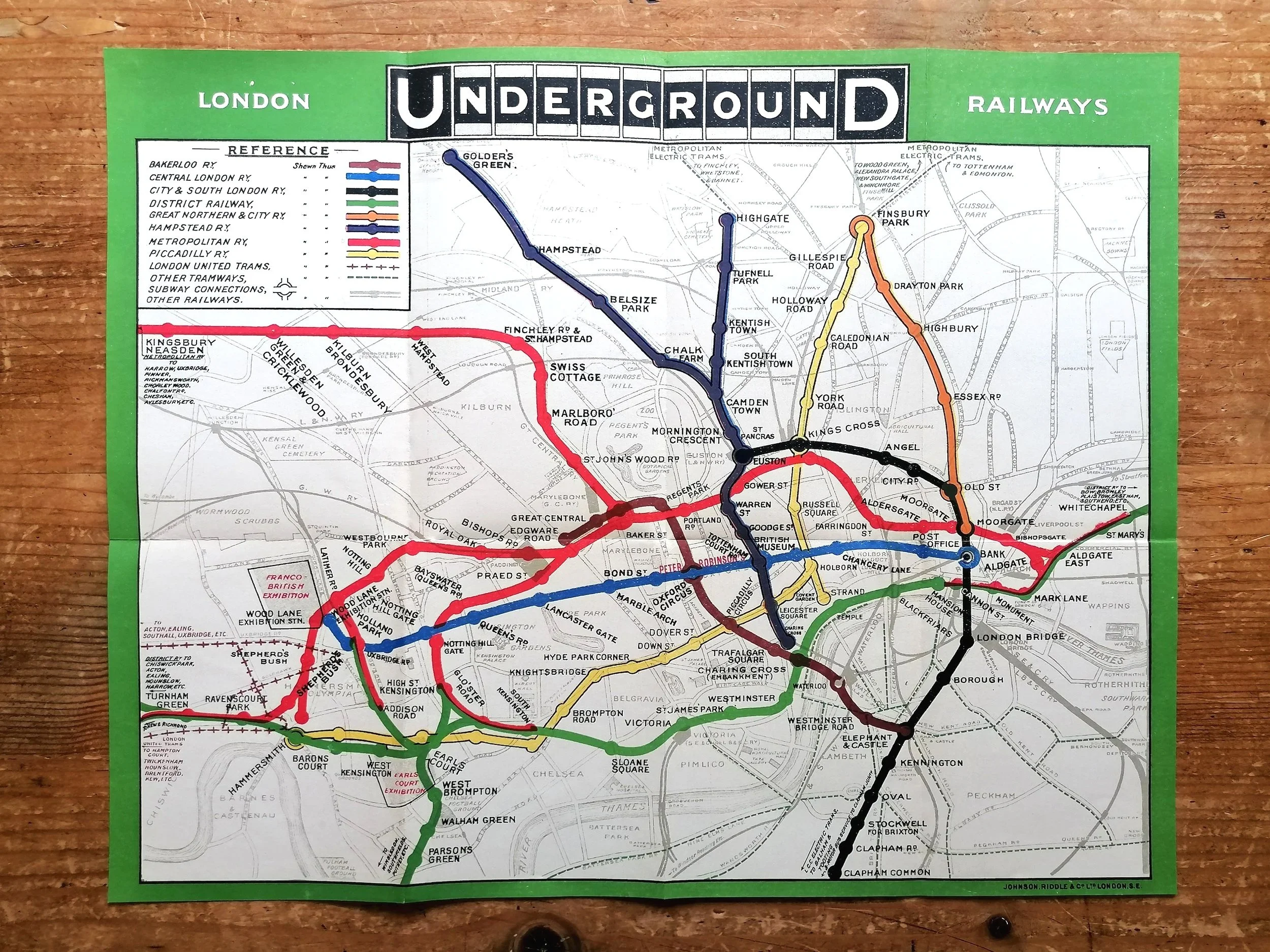 The First Tube Map - 1908 London Underground Map