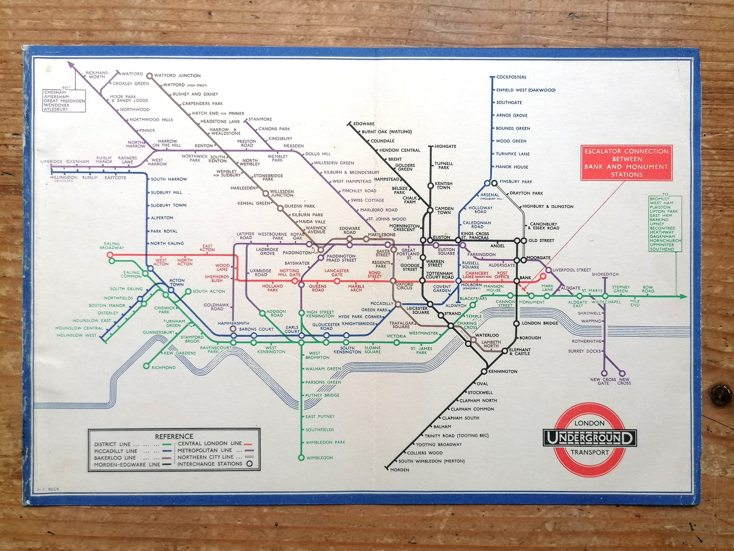 1934 London Underground Pocket Map No.2 - HC Beck