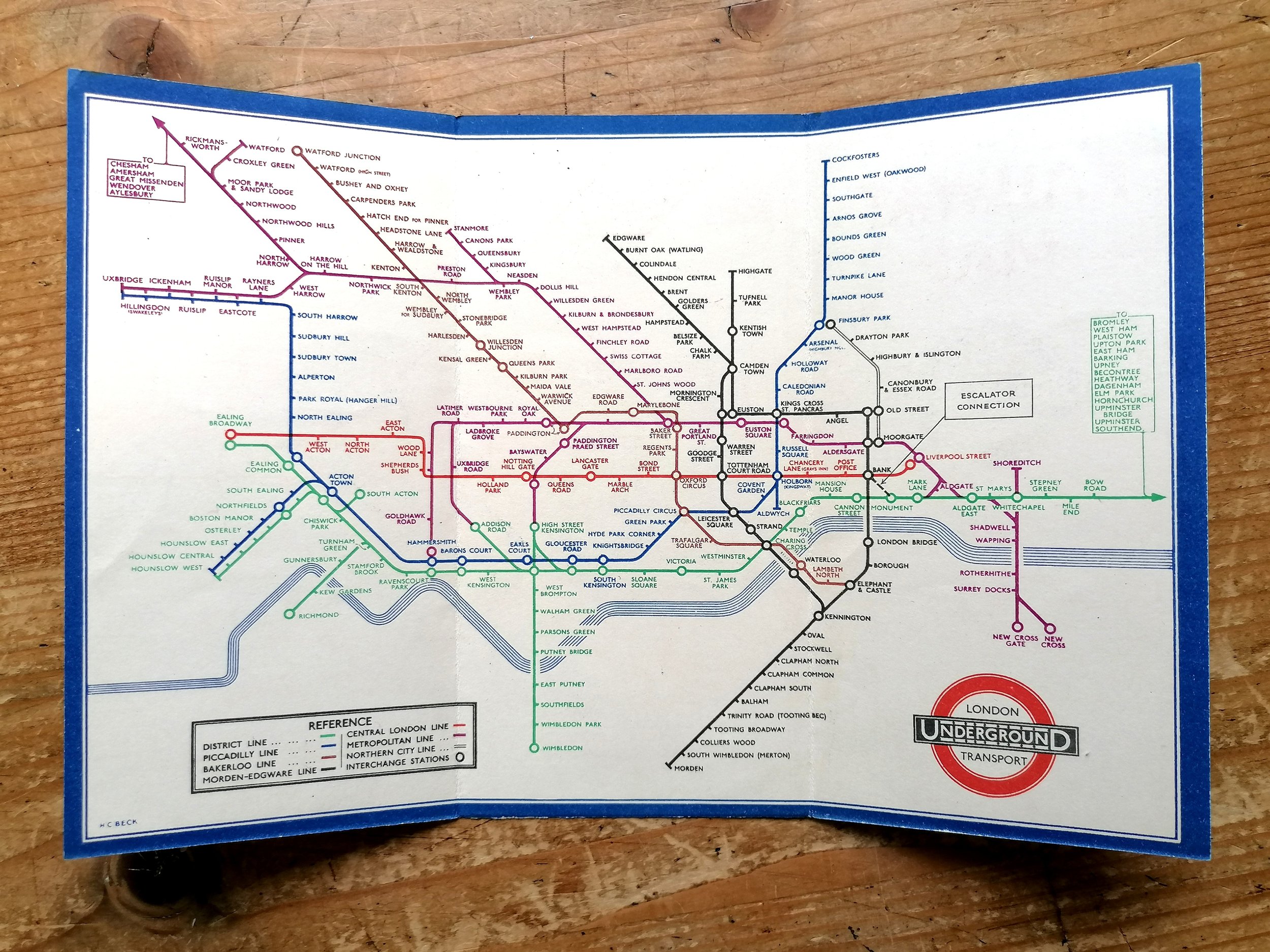1937 London Underground Pocket Map No.1  - HC Beck