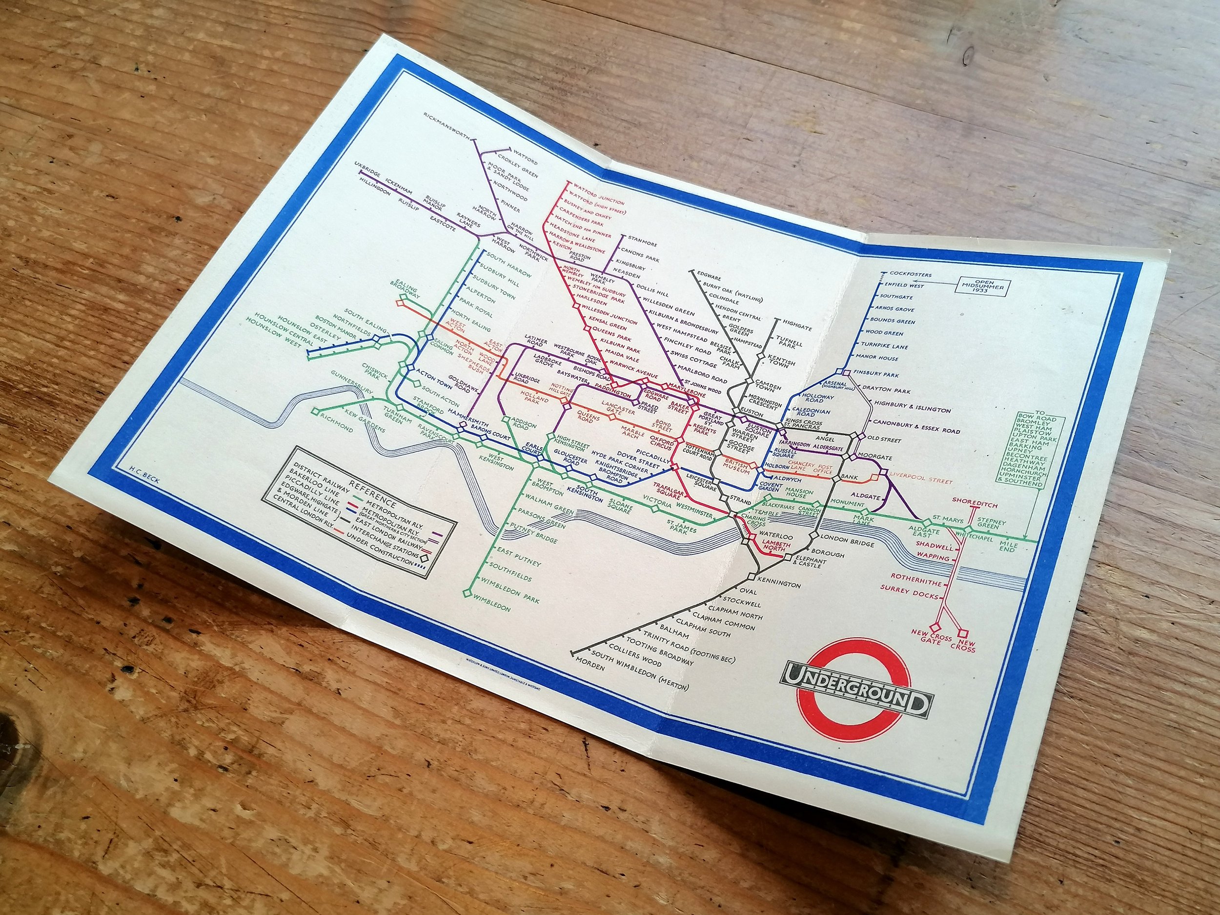 1933 London Underground Map HC Beck 1st Edition Iconic Antiques (3).jpg