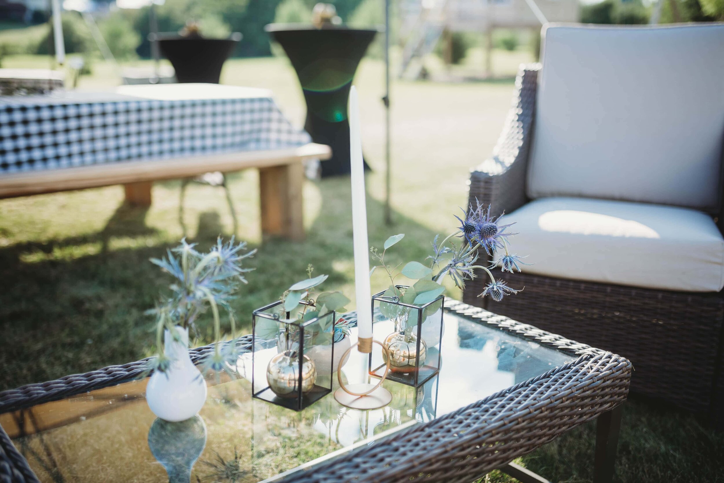 Black-Trimmed Square Glass Lanterns