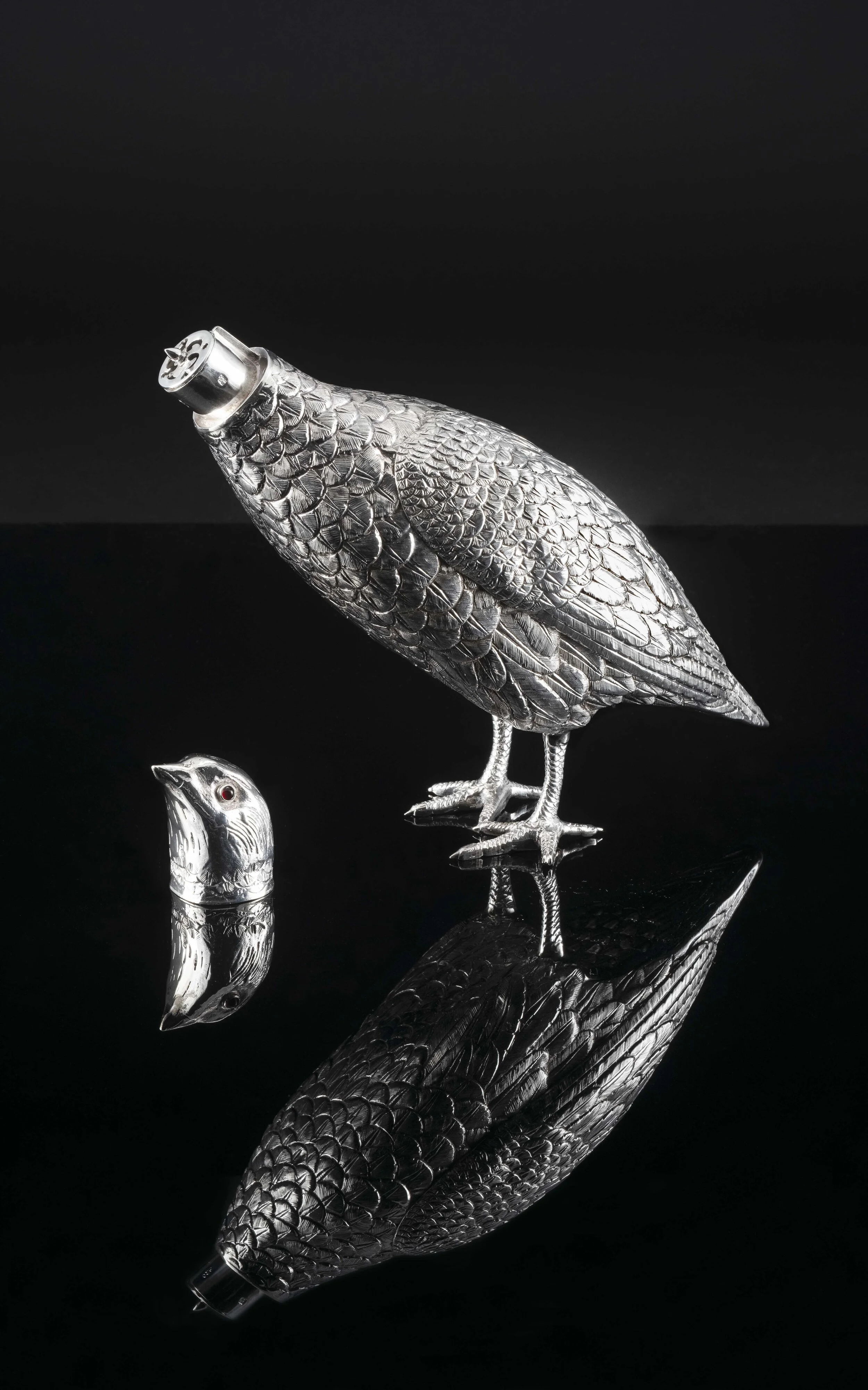 Silver partridge castor sugar holder,  National Trust for Scotland