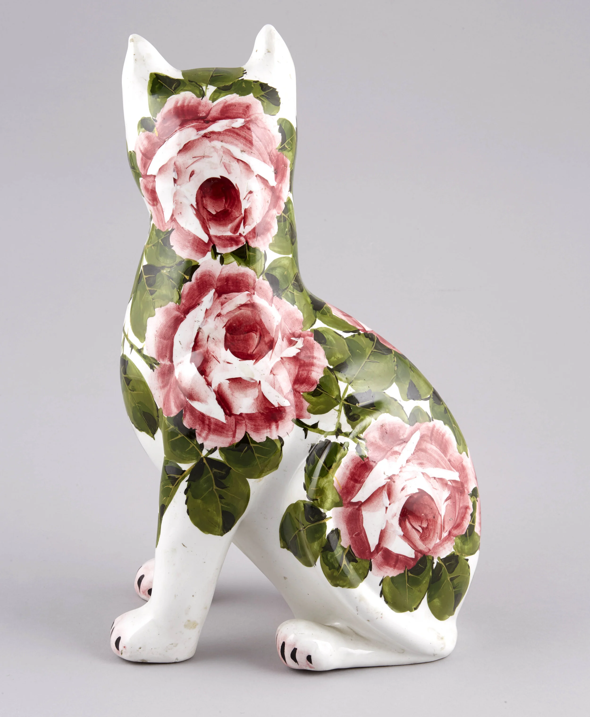 Floral Wemyss ware cat, Collections image, National Trust for Scotland