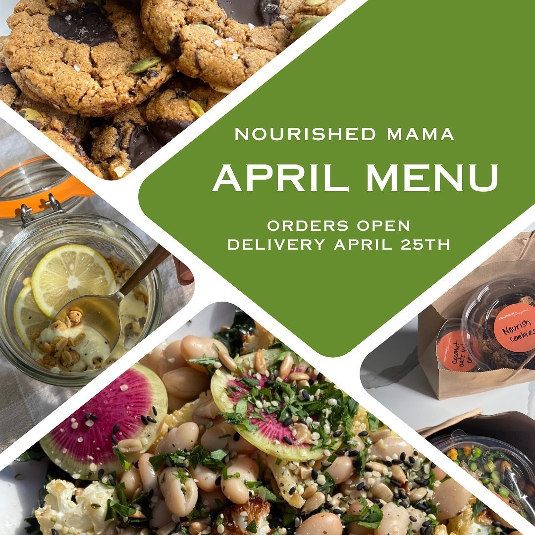 Happy Spring, Nourished Mamas! This month&rsquo;s menu is a celebration of warmer weather and a new season. Bright citrus flavors, a light yet filling lunch and a diverse variety of plants and seeds are my inspiration for this menu. The breakfast yog