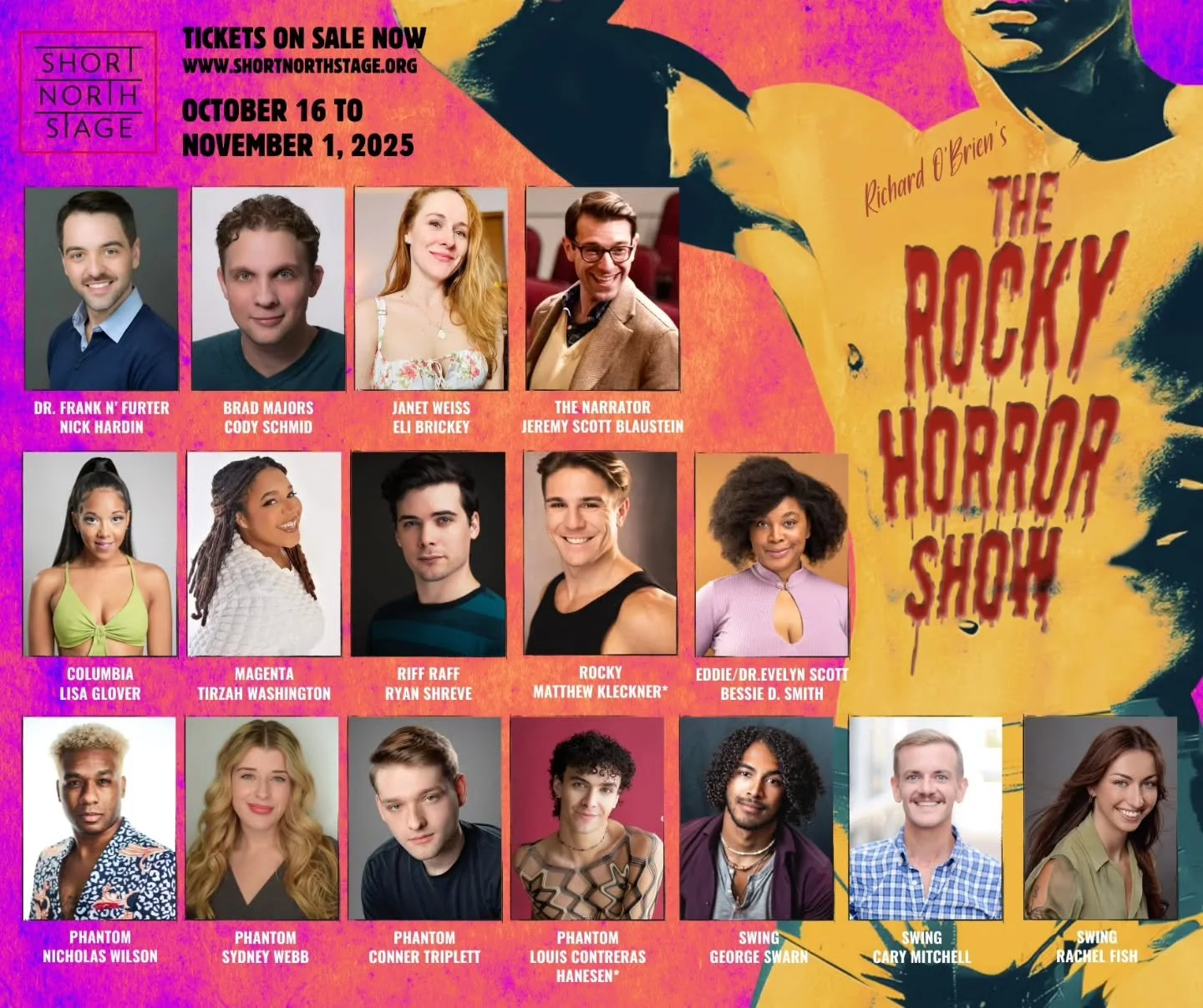 💋Shall we Time Warp again? Get ready for a raucous final trip to Frank-N-Furter's castle with this outstanding cast!

Www.shortnorthstage.org/rockyhorrorshow 

#shortnorthstage 
#snsrockyhorror 
#rockyhorror 
#supportlocaltheatre