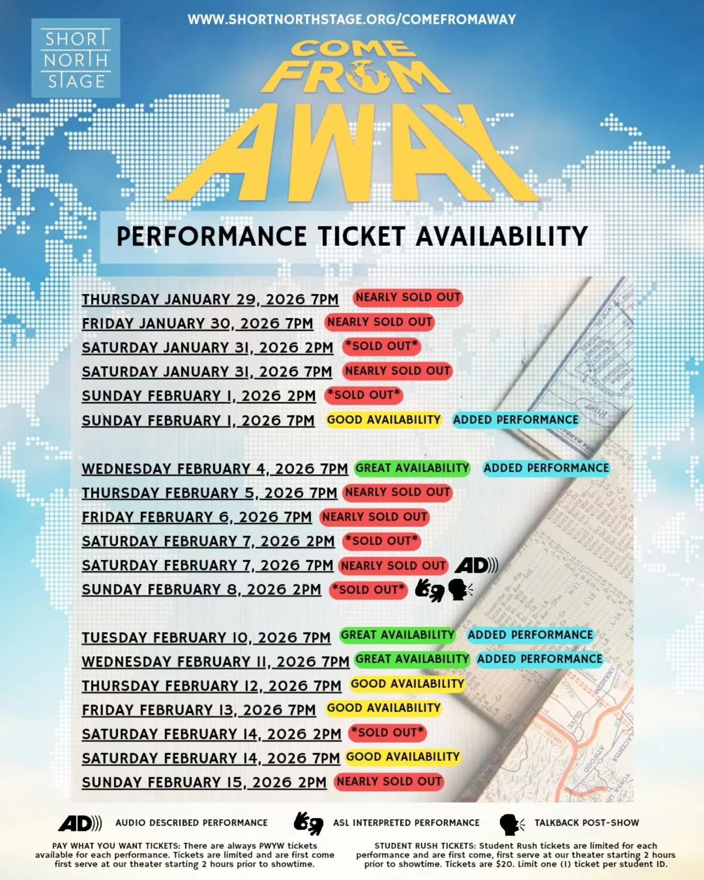 ✈️ We thought we would save you some time and show you which shows had the best availability for COME FROM AWAY! Get your tickets today! 

Www.shortnorthstage.org/comefromaway 

#shortnorthstage 
#snscomefromaway 
#comefromaway 
#cbusmakesart