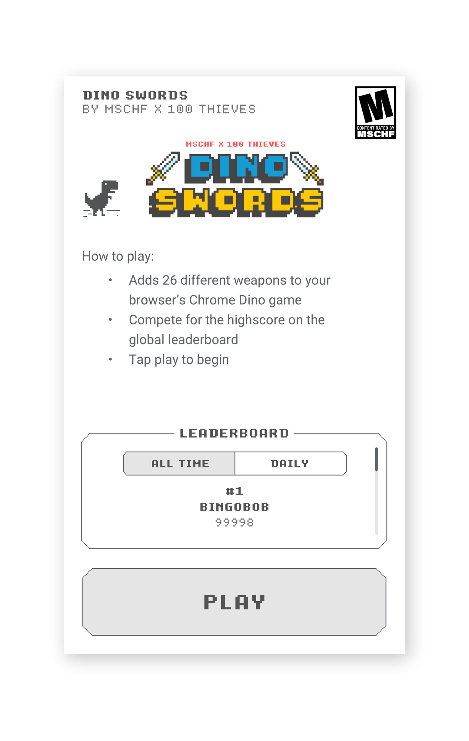 Google's Dinosaur browser game gets a dope mod that includes double swords  - The Verge