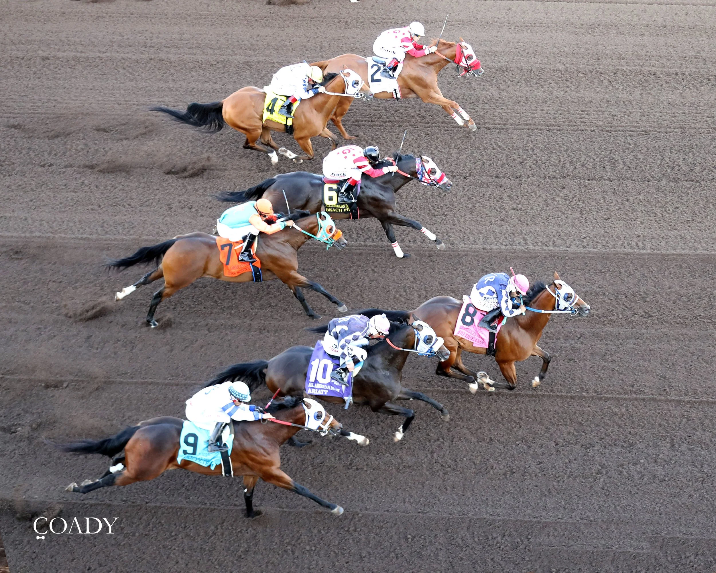FDD DREAMS - All American Quarter Horse Derby-G1 - 09-01-25 - R09 - Ruidoso Downs - Aerial Finish 01 - Corey Jaramillo.jpg