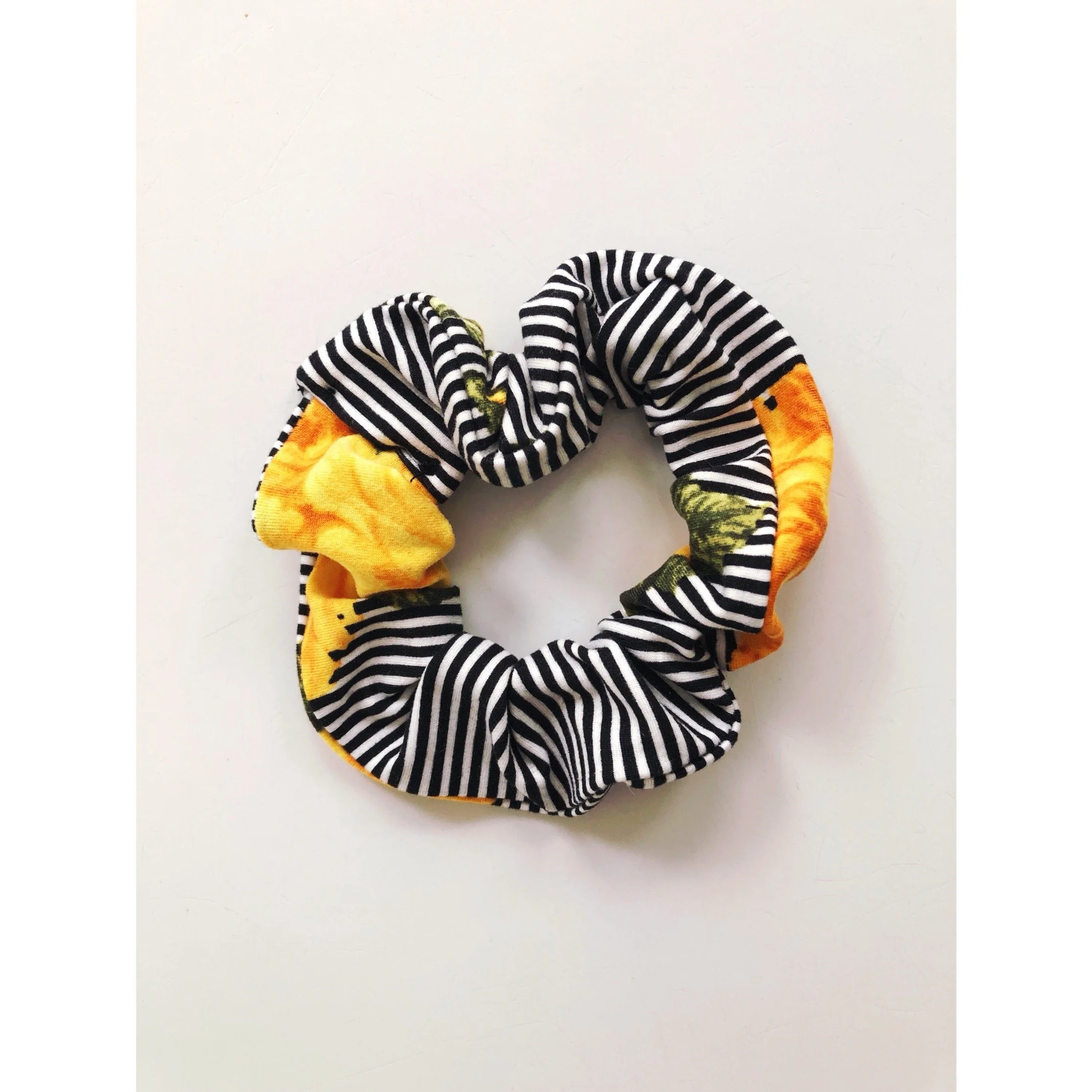 Black and Yellow Striped Scrunchie