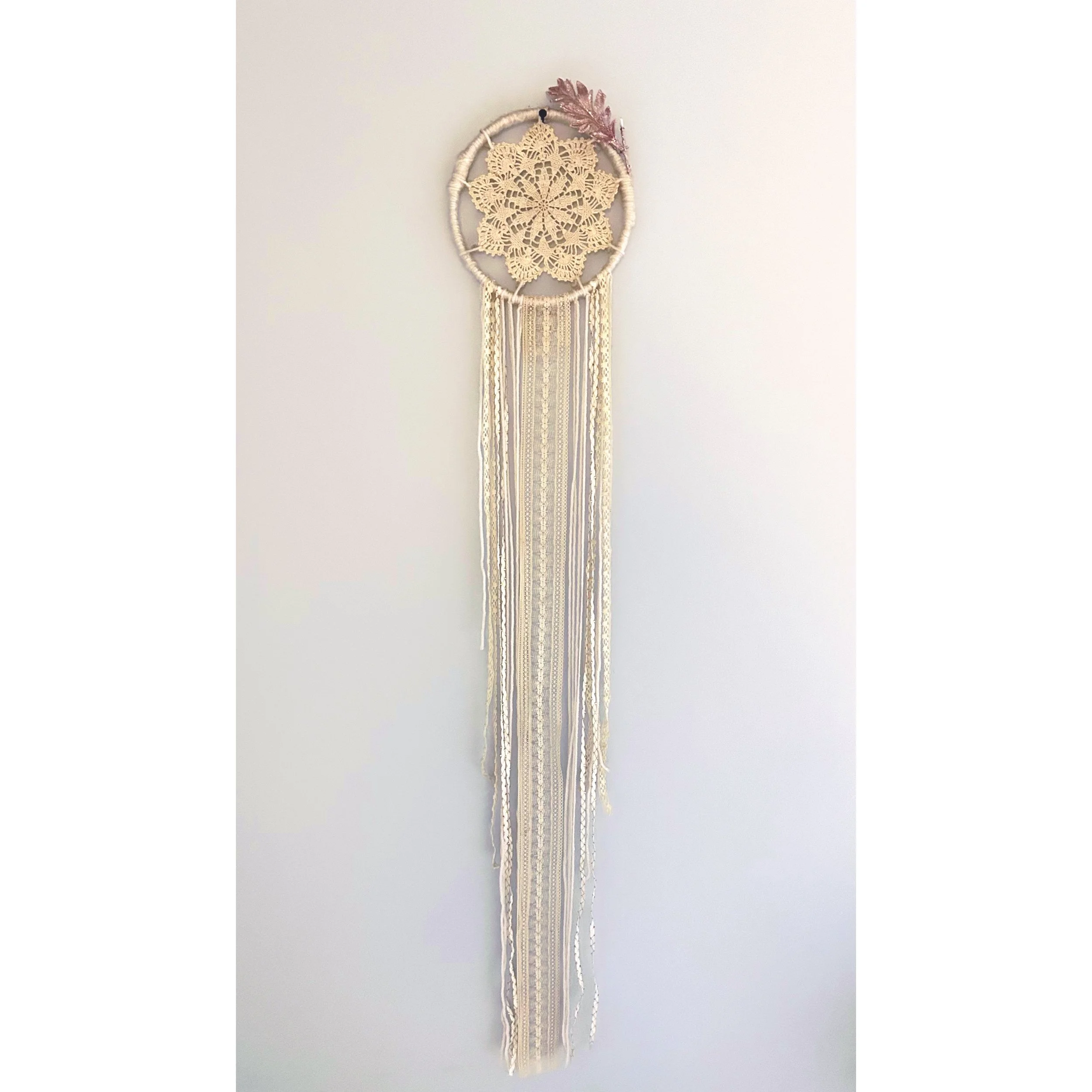 Small Cream and Glitter Dreamcatcher