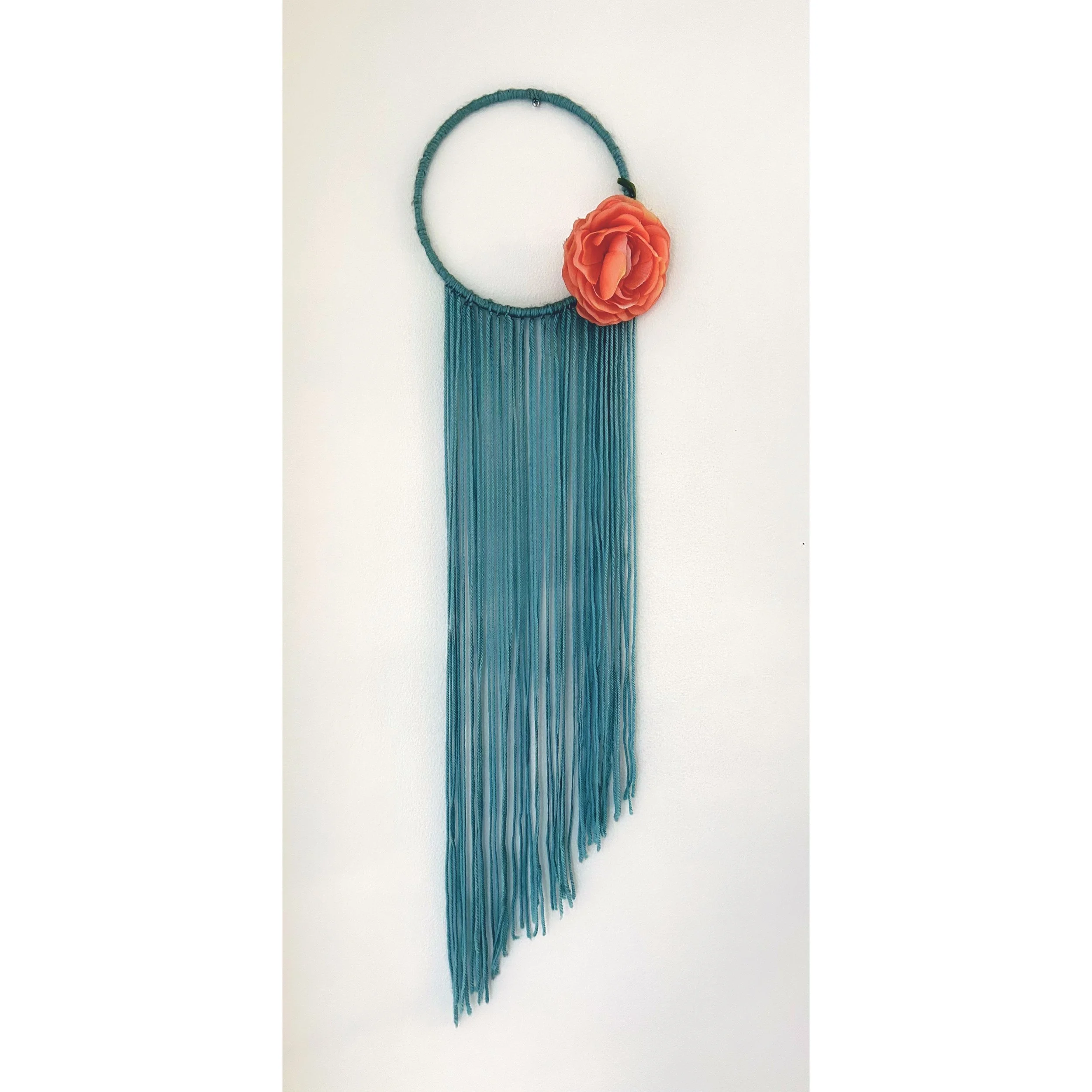 Small Teal Dreamcatcher with 1 Flower.JPG