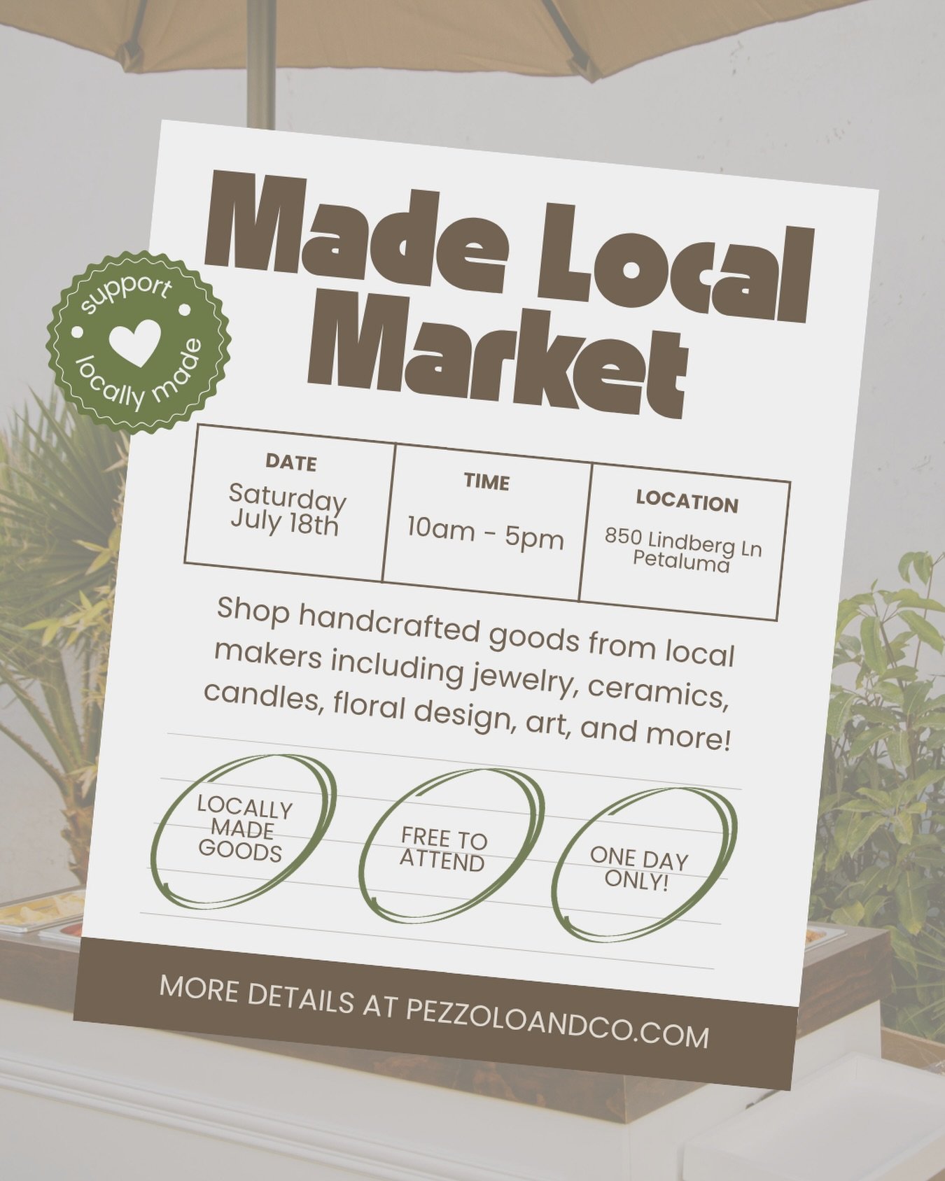 Local makers. Handcrafted goods. One really good Saturday.🌞

On Saturday, July 18 we are opening our doors for the Made Local Market, a one-day outdoor artisan market celebrating local makers, handcrafted goods, and community. Think jewelry, ceramic