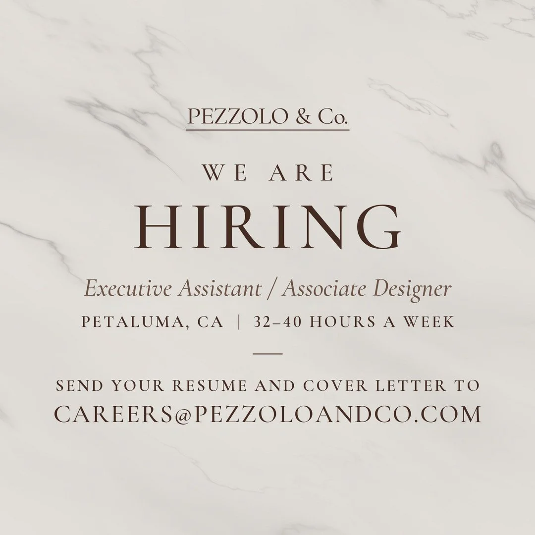 We&rsquo;re hiring an Executive Assistant / Associate Designer to work side by side with Jennifer on design projects, staging, sourcing, the Outlet, social, and everything in between.

If you have a great eye, love a full plate, and don&rsquo;t mind 