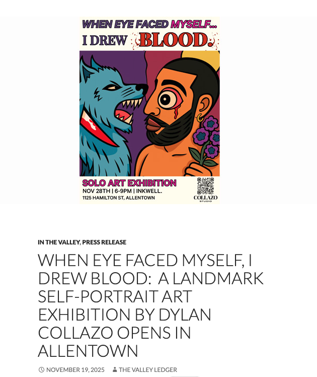 The Valley Ledger: When Eye Faced Myself, I Drew Blood:&nbsp; A Landmark Self-Portrait Art Exhibition,Opens in Allentown