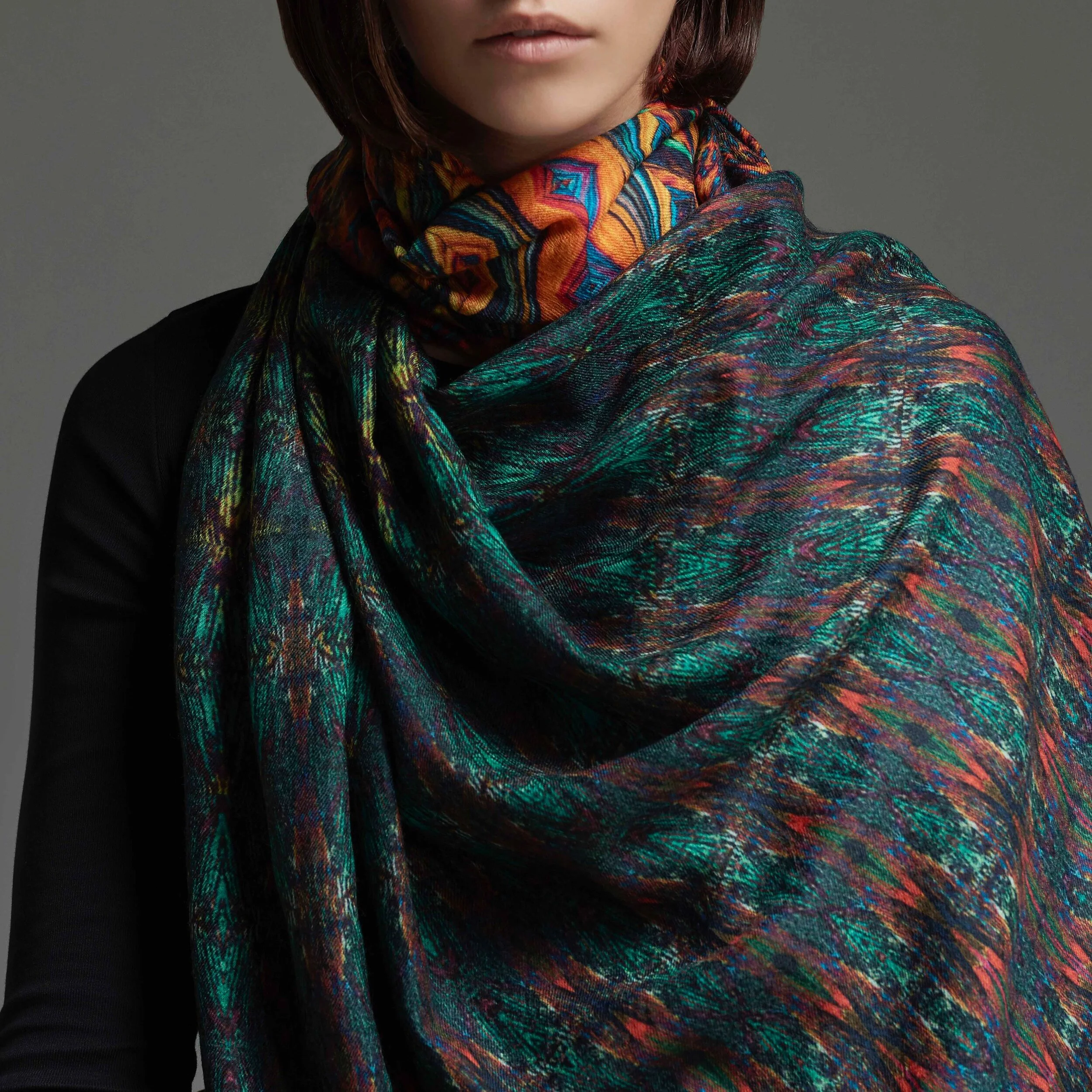 Peacock Pure Wool Scarf