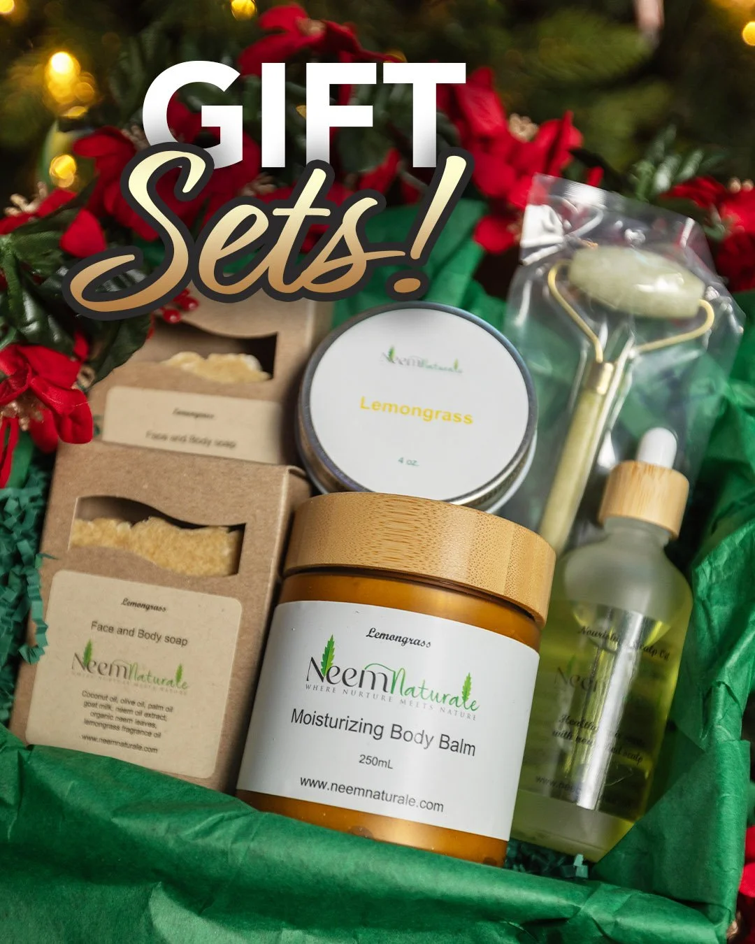 Looking for the Perfect gift this Christmas? Choose from our gift sets:

🍃Anti-age Face Kit
🍃Limited Edition Ultimate Face Care Bundle
🍃Fortifying Beard Set
🍃Rejuvenating Neem Face Mask Gift Set
🍃Men's Premium Spa Gift Set
🍃Women's Premium Spa 