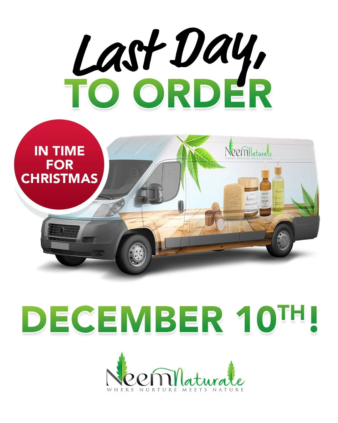 Don't wait until the last minute! Order by December 10th to receive your order by Christmas! 

www.neemnaturale.com

#skincare #christmas #neemnaturale
