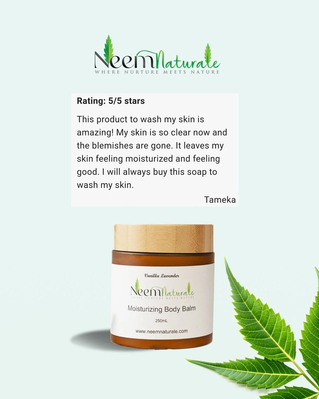 We love when our customers tell us about their experience with our products!

See for your self and order today!
www.neemnaturale.com

#neemnaturale #skincare #naturalproducts #dryskin #healthyskin