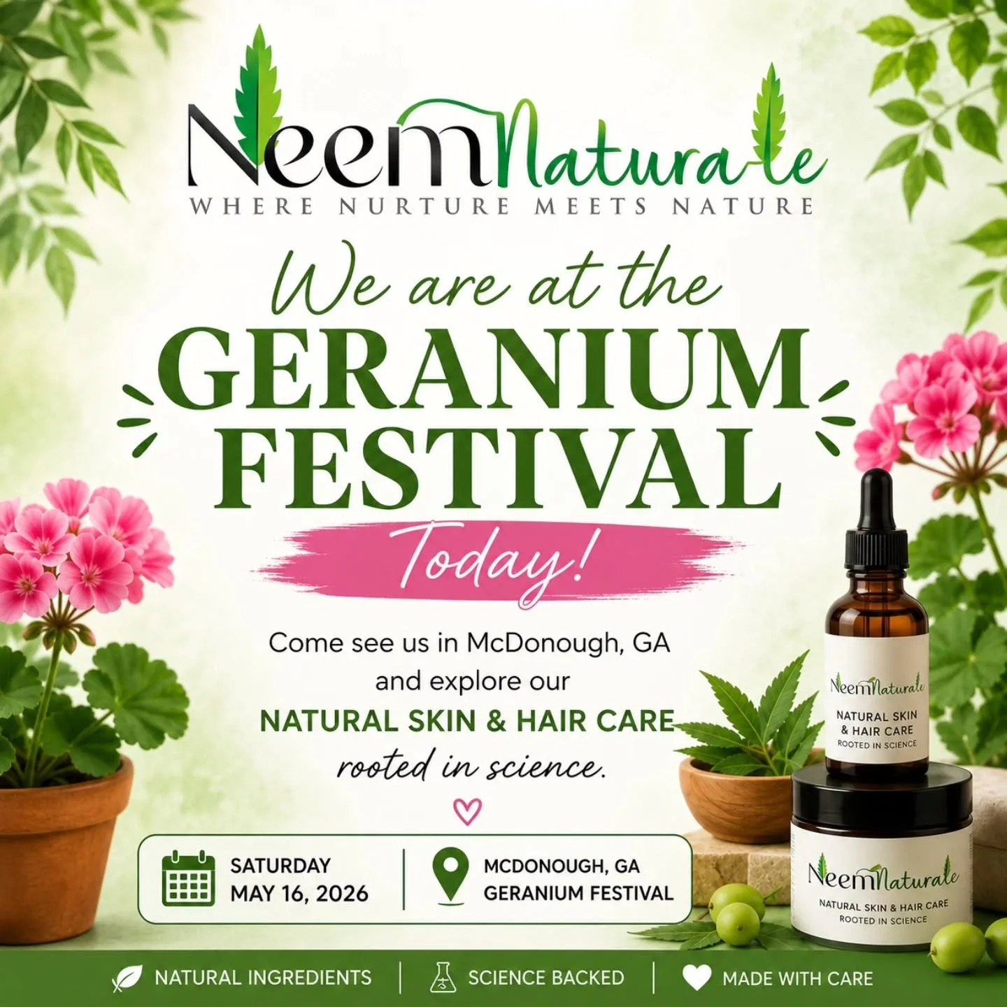 Missed us??? Come see us at the Geranium Festival TODAY May 16, 2026!! We'll have all for favorites 🍃

📍: McDonough, GA
