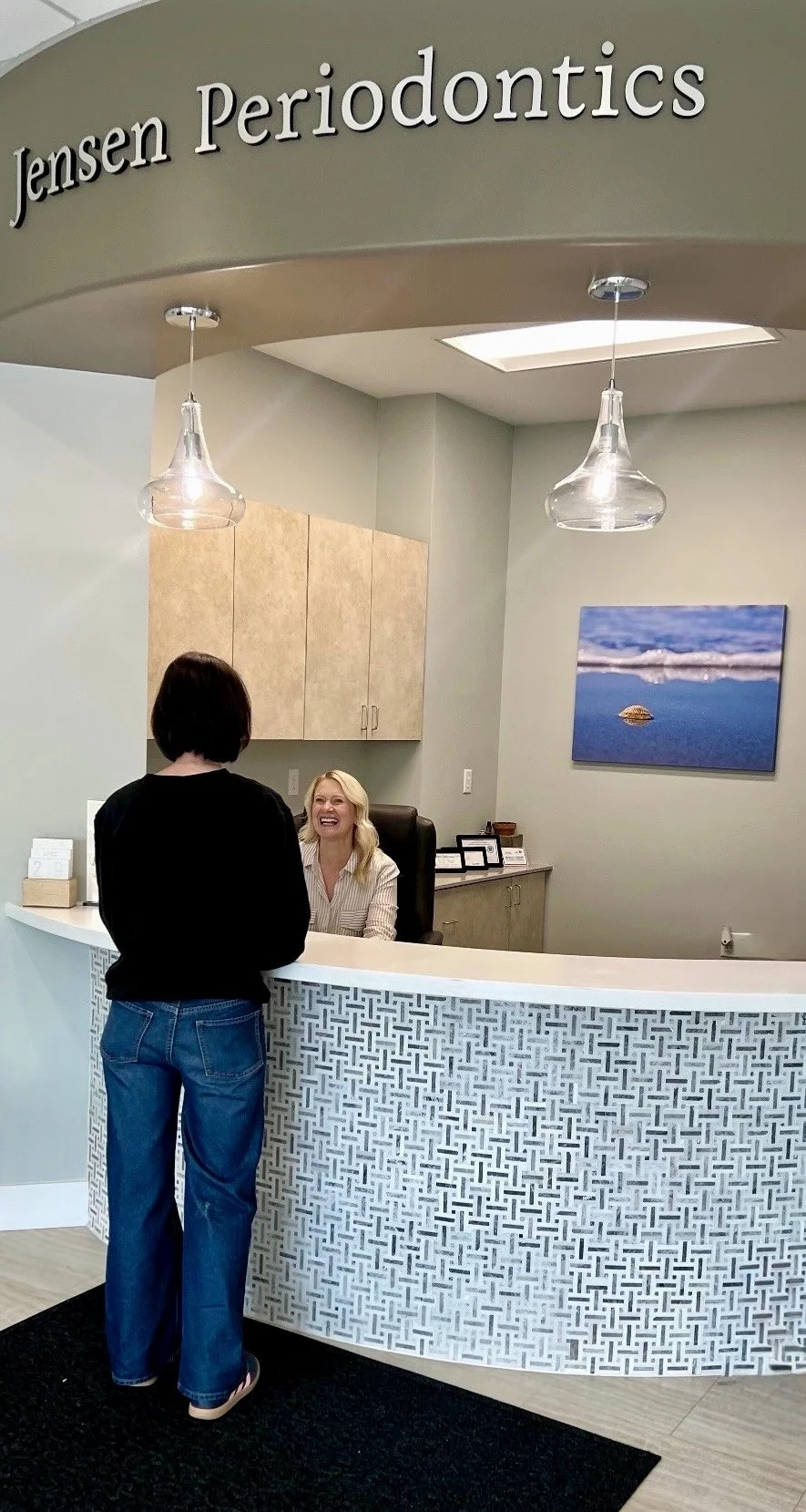 Reception area of Jensen Periodontics dental office.