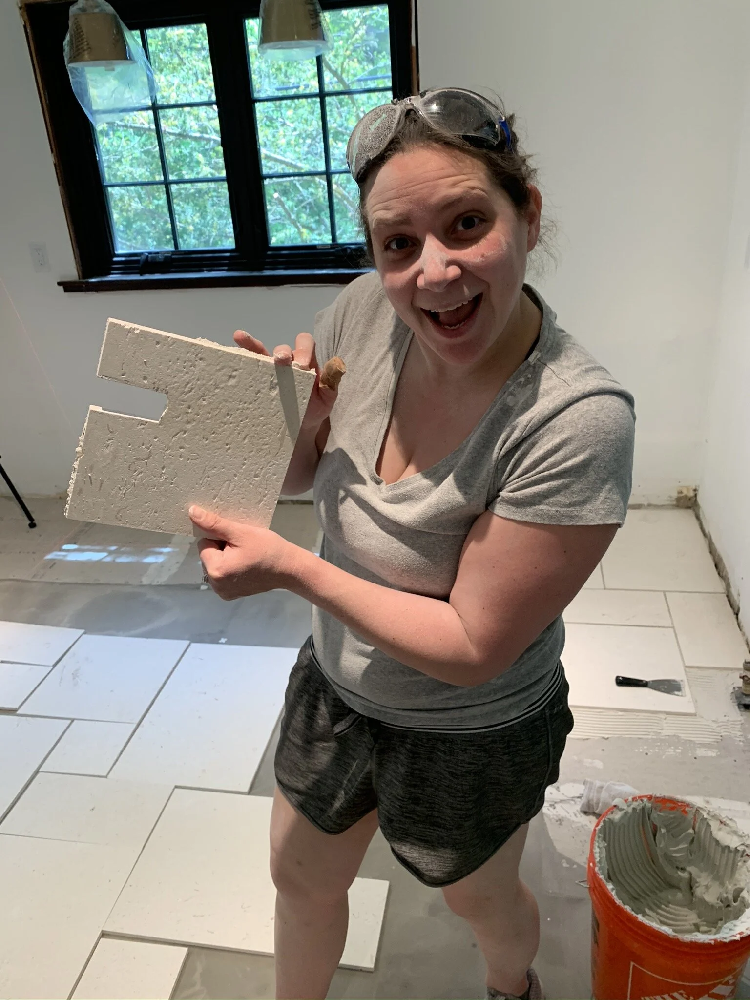 First tile cut! For around gas line. #nailedit